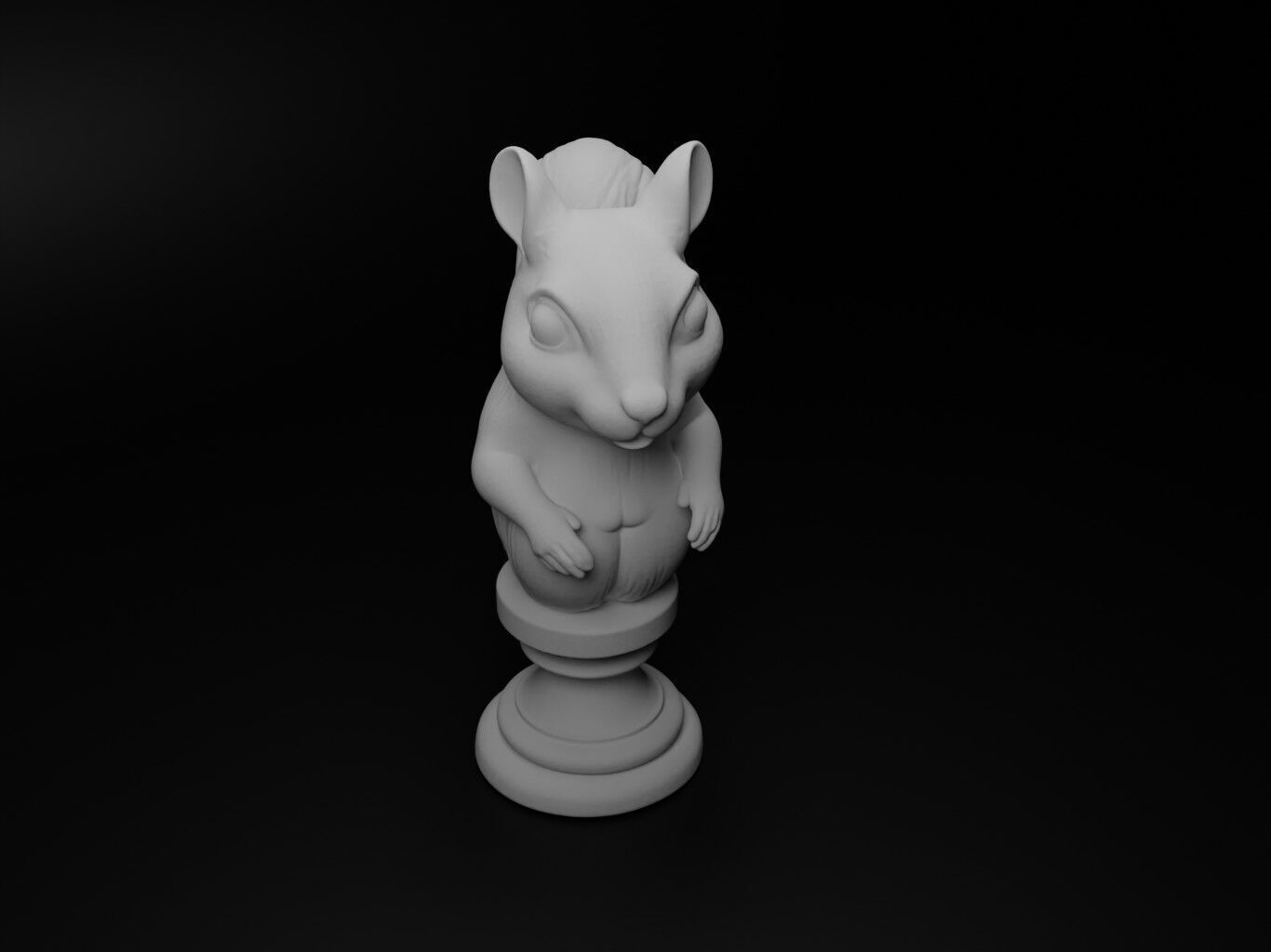 Squirrel Animal Bust Chess 3D print model_2
