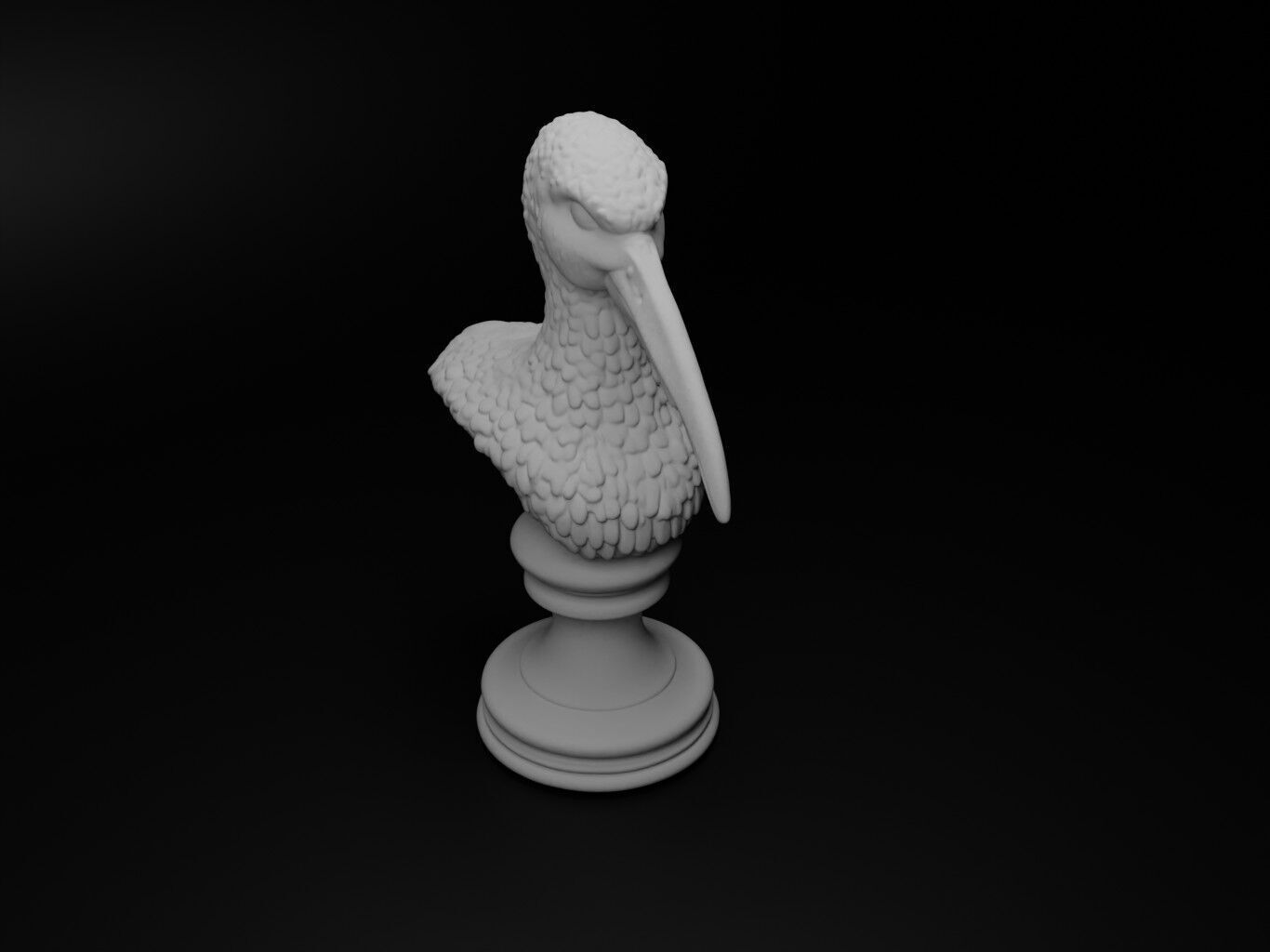 Stork Animal Bust Chess 3D print model_2
