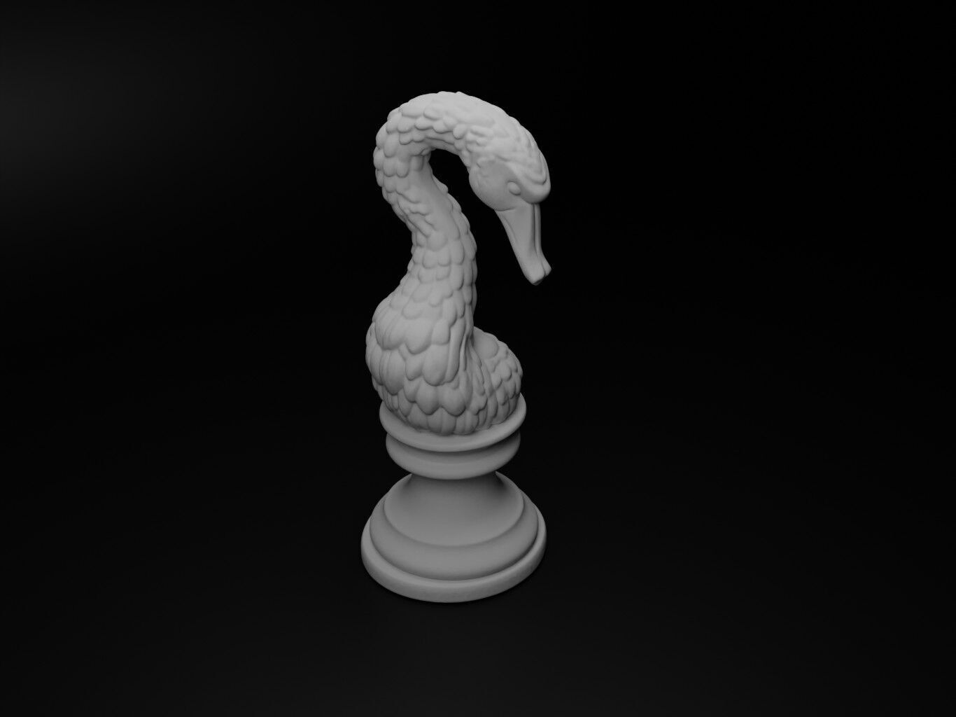 Swan Animal Bust Chess 3D print model_2