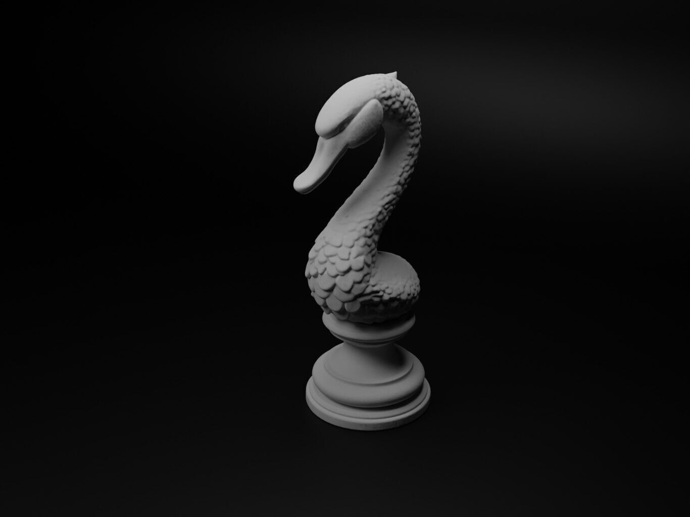 Swan Animal Bust Chess 3D print model_1