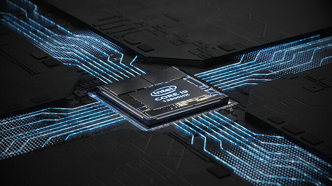 Intel computer chip CPU AI chip  scene animation  Low-poly 3D model