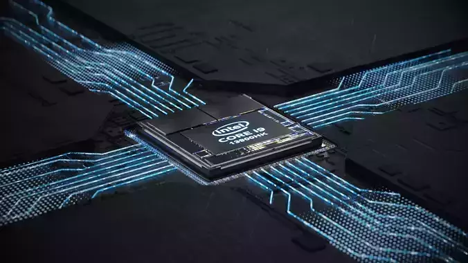 Intel computer chip CPU AI chip  scene animation  Low-poly 3D model