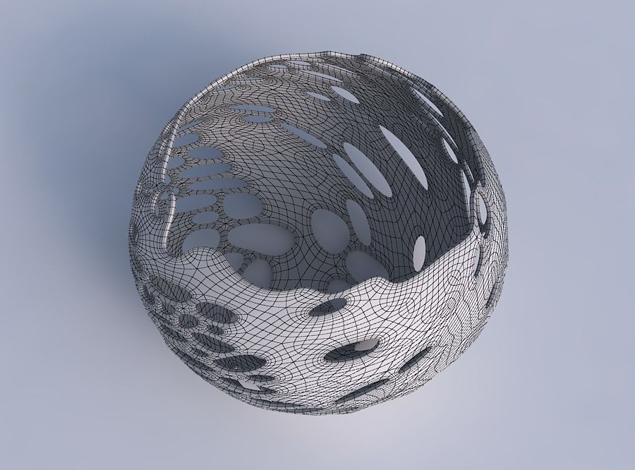 Bowl spheric twisted with bubbles holes 3D print model_6