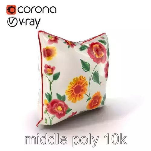Vintage Floral Embroidered Pillow Cover model pack Low-poly 3D model