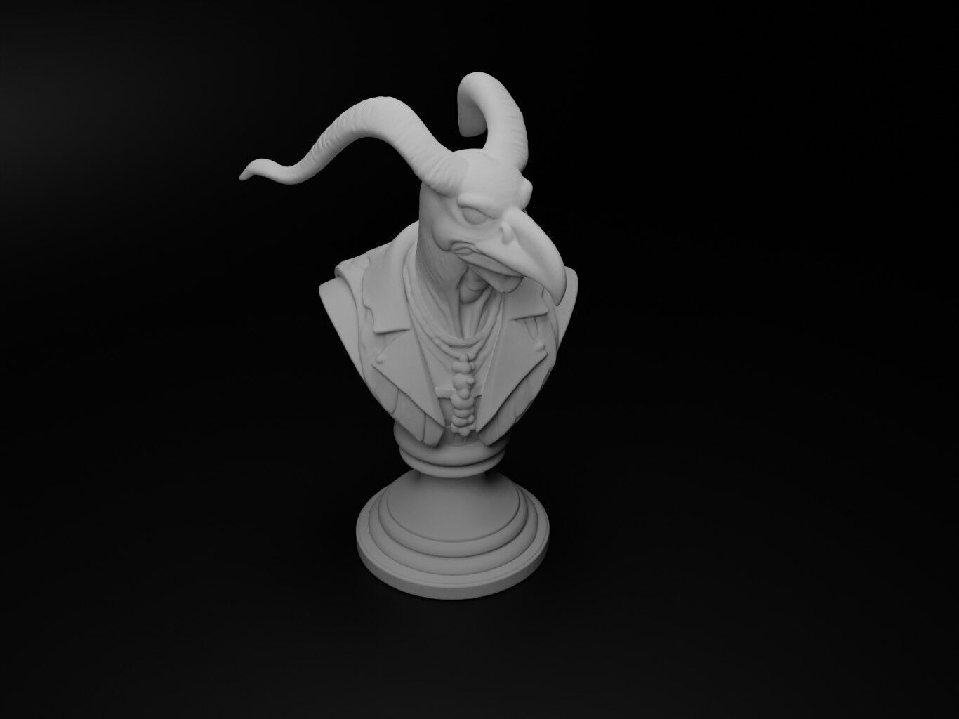 Vulture Animal Bust Chess 3D print model_2