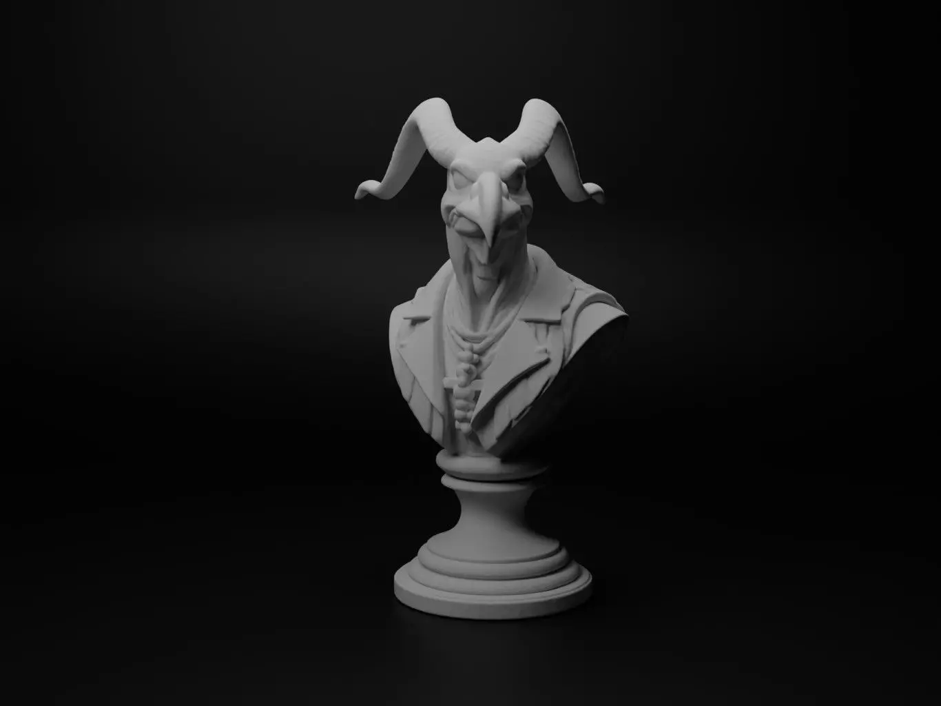 Vulture Animal Bust Chess 3D print model_0