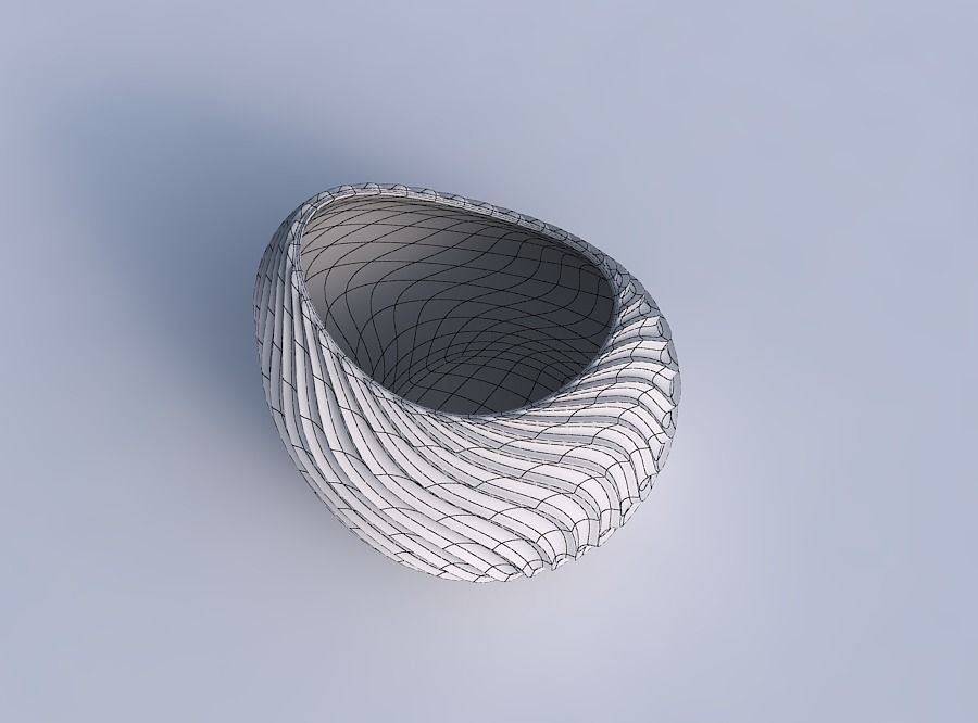 Bowl skewed and twisted with wavy extruded lines 3 3D print model_6