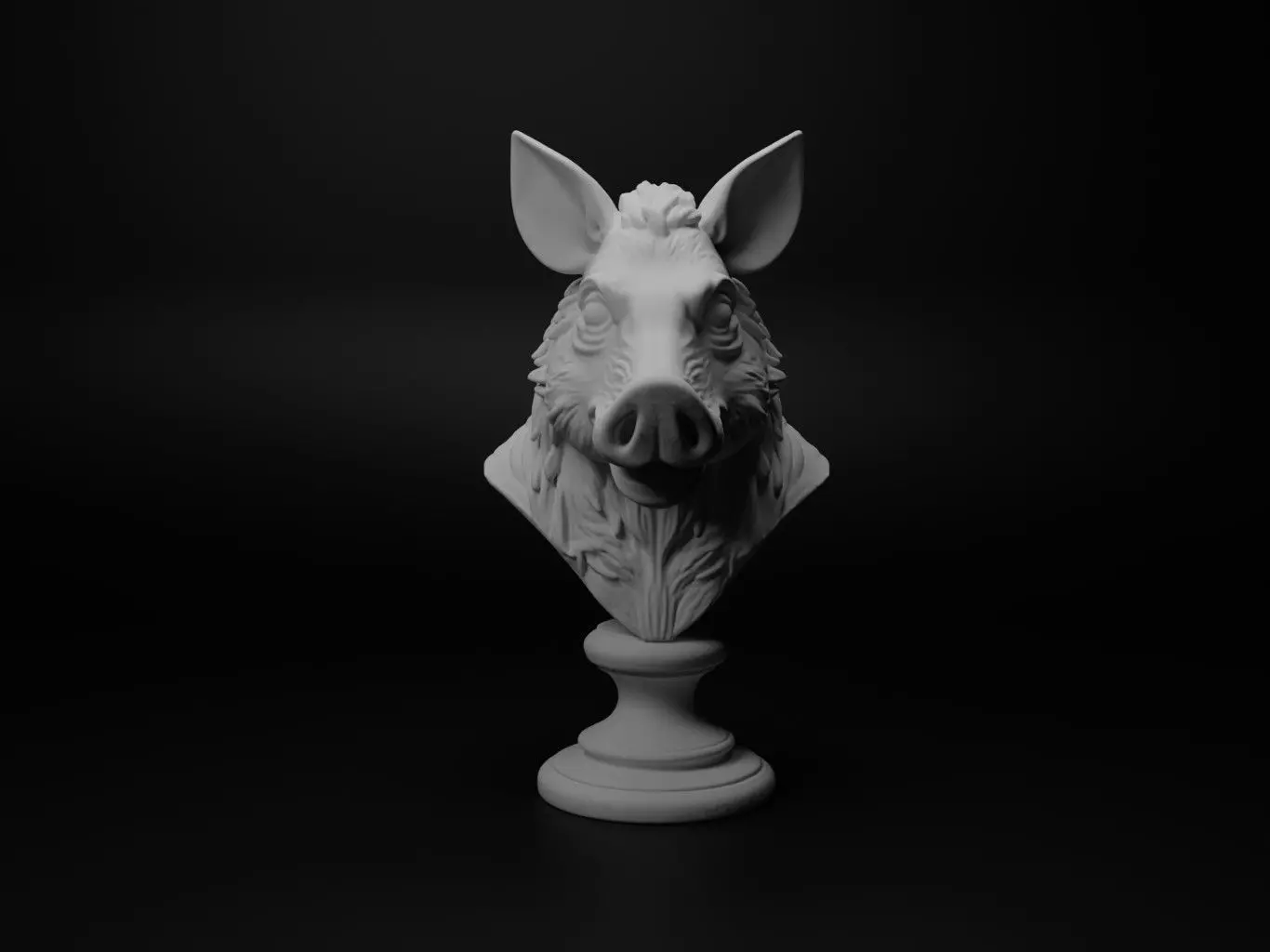 Wild Boar Animal Bust Chess 3D print model_0