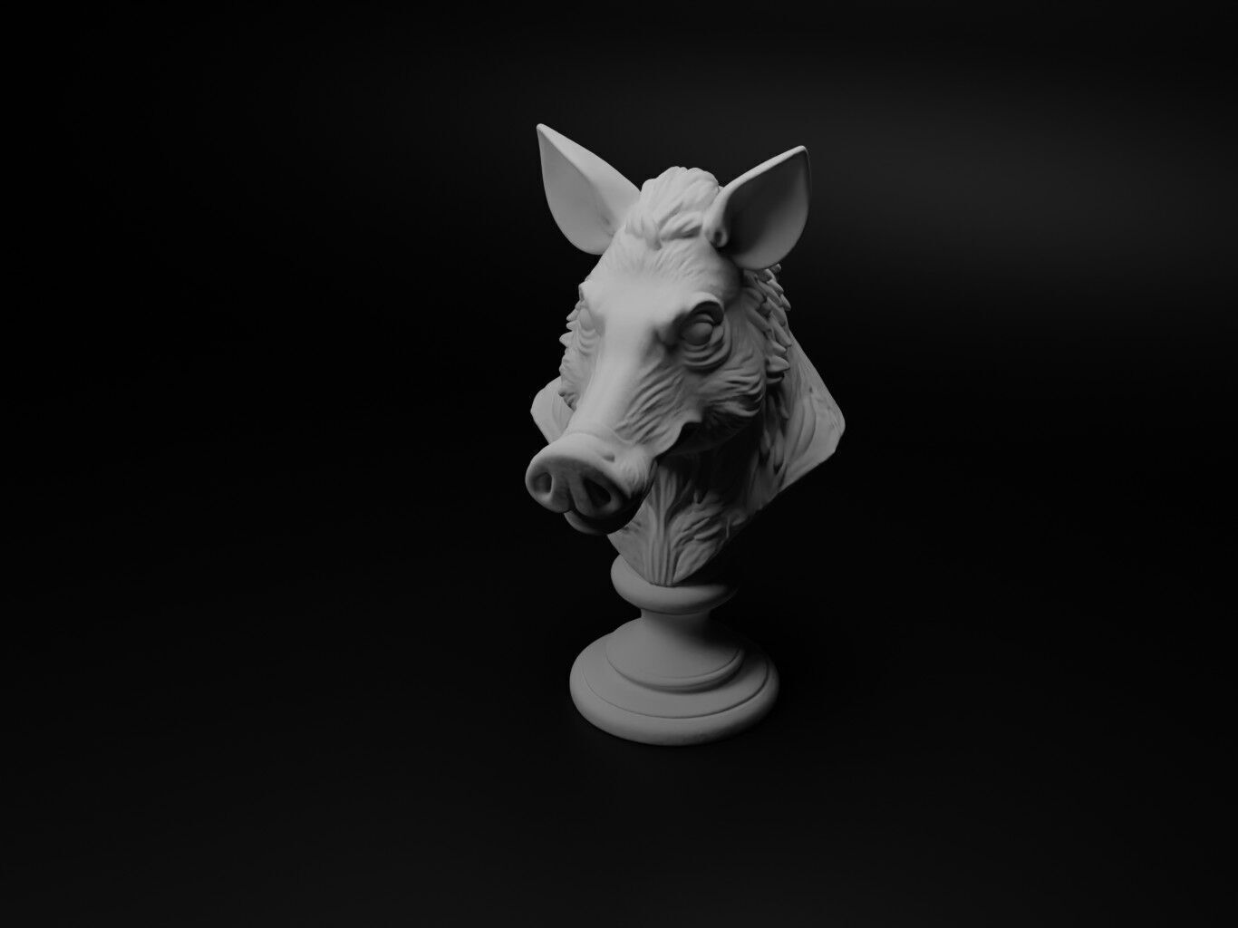 Wild Boar Animal Bust Chess 3D print model_1