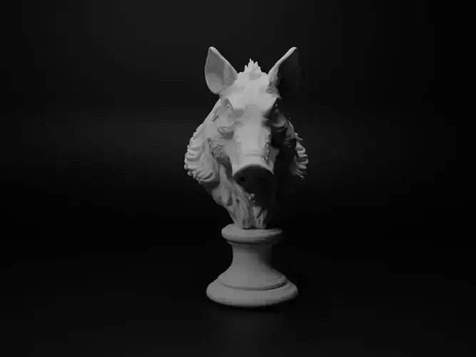Wild Boar Animal Bust Chess 3D print model