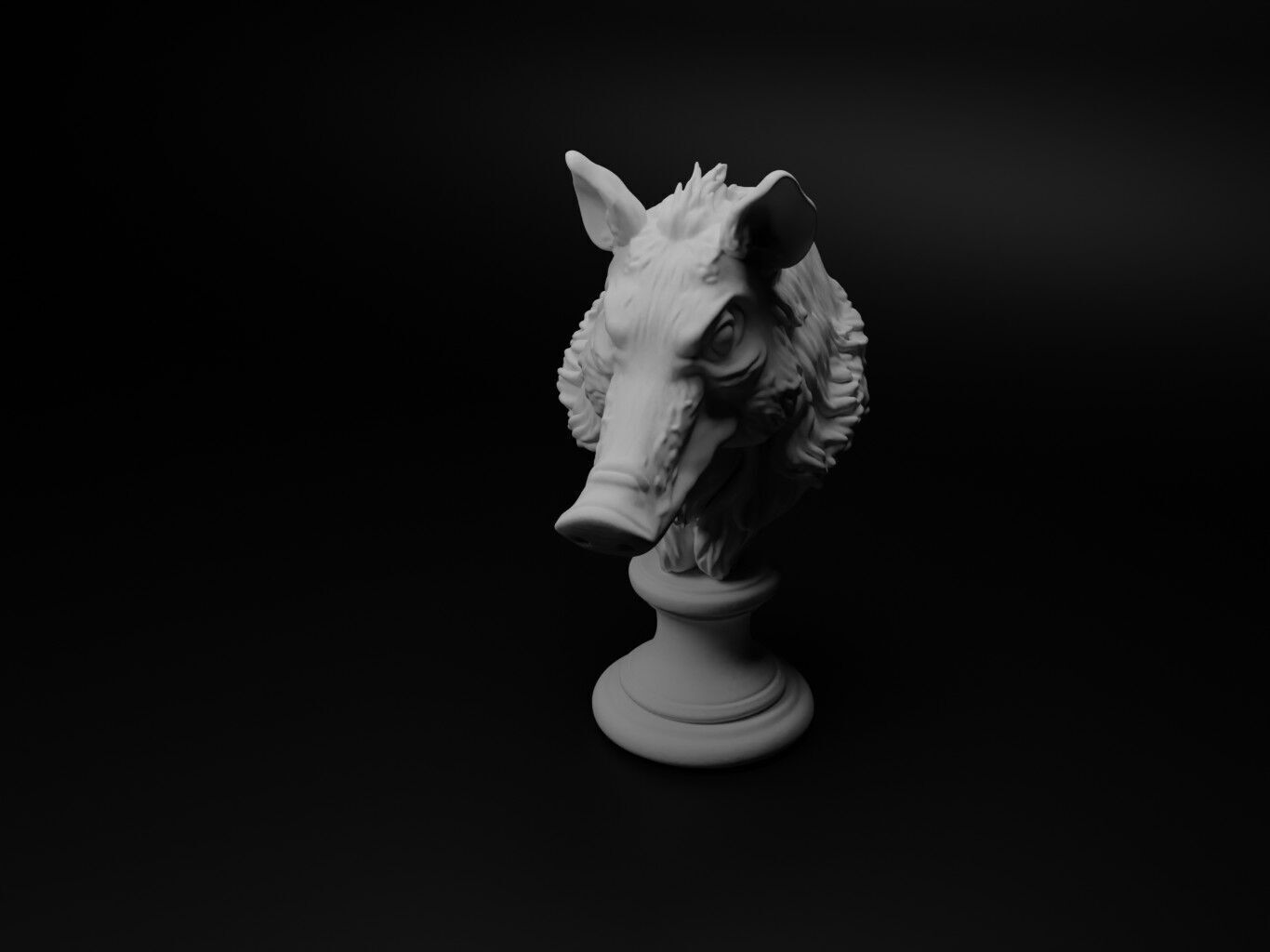 Wild Boar Animal Bust Chess 3D print model_1