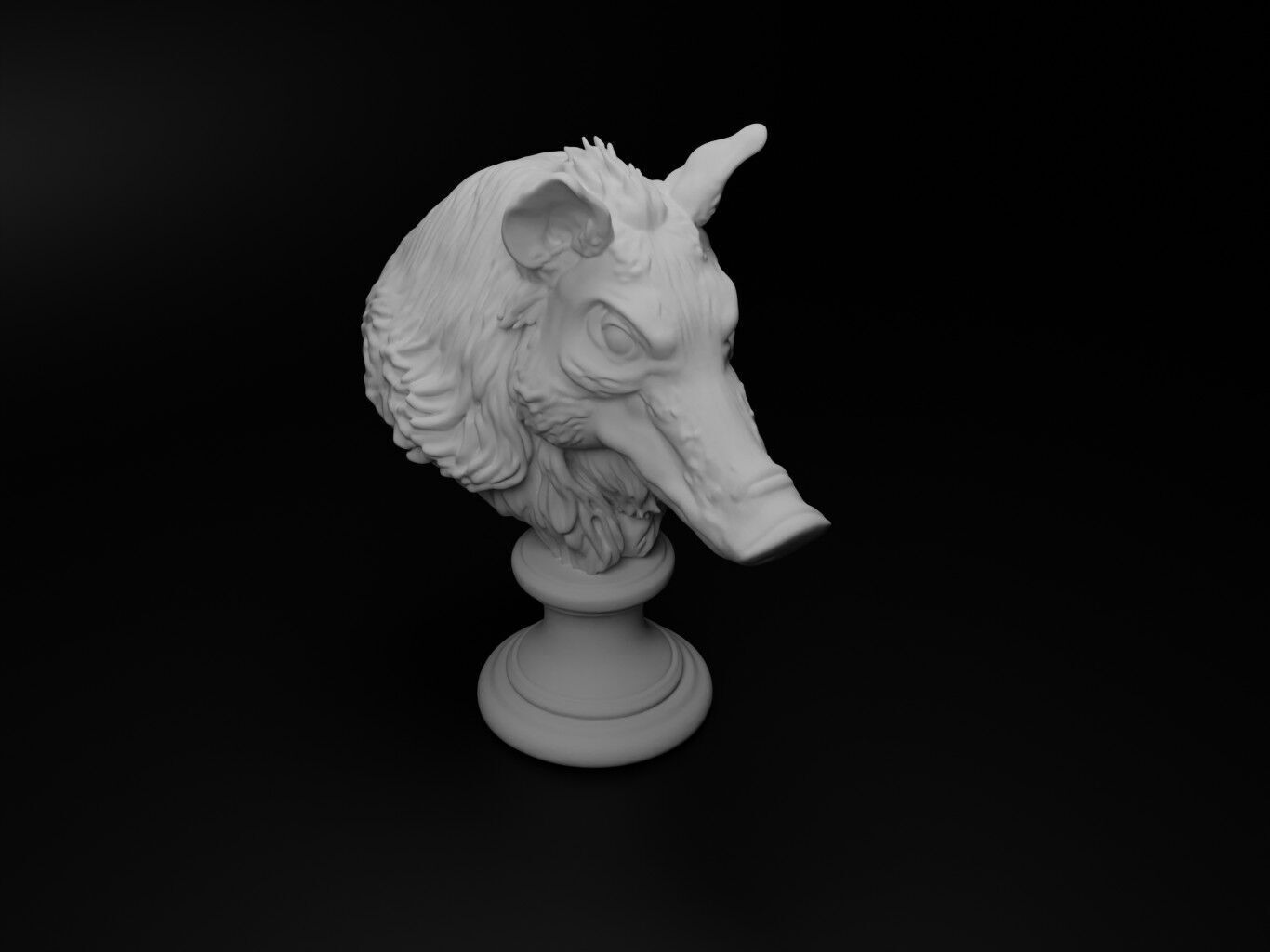 Wild Boar Animal Bust Chess 3D print model_2