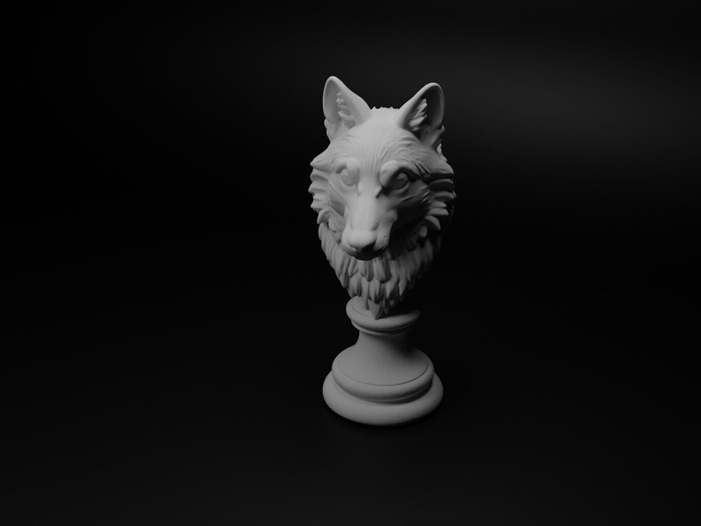 Wolf Animal Bust Chess 3D print model_1