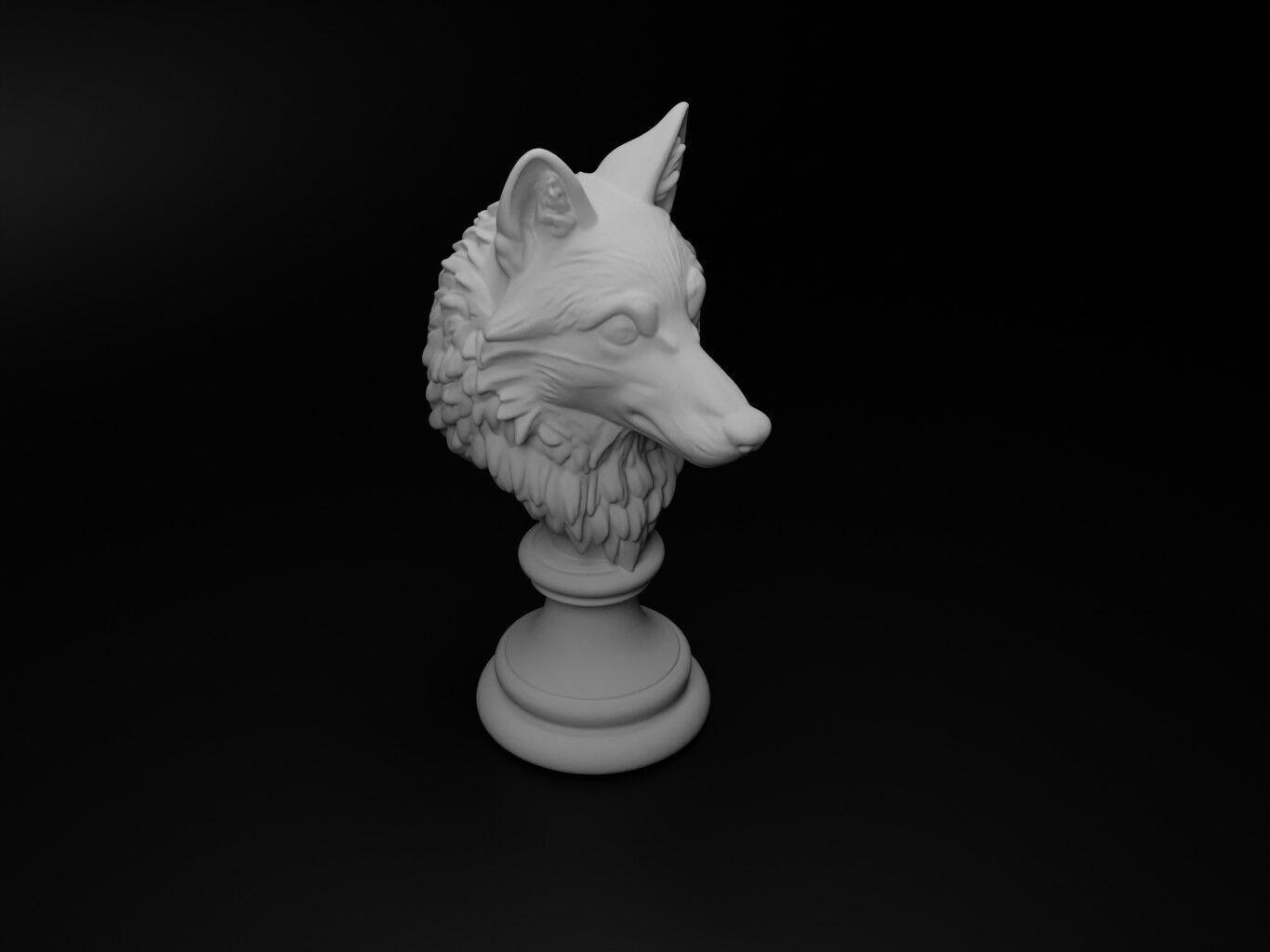 Wolf Animal Bust Chess 3D print model_2