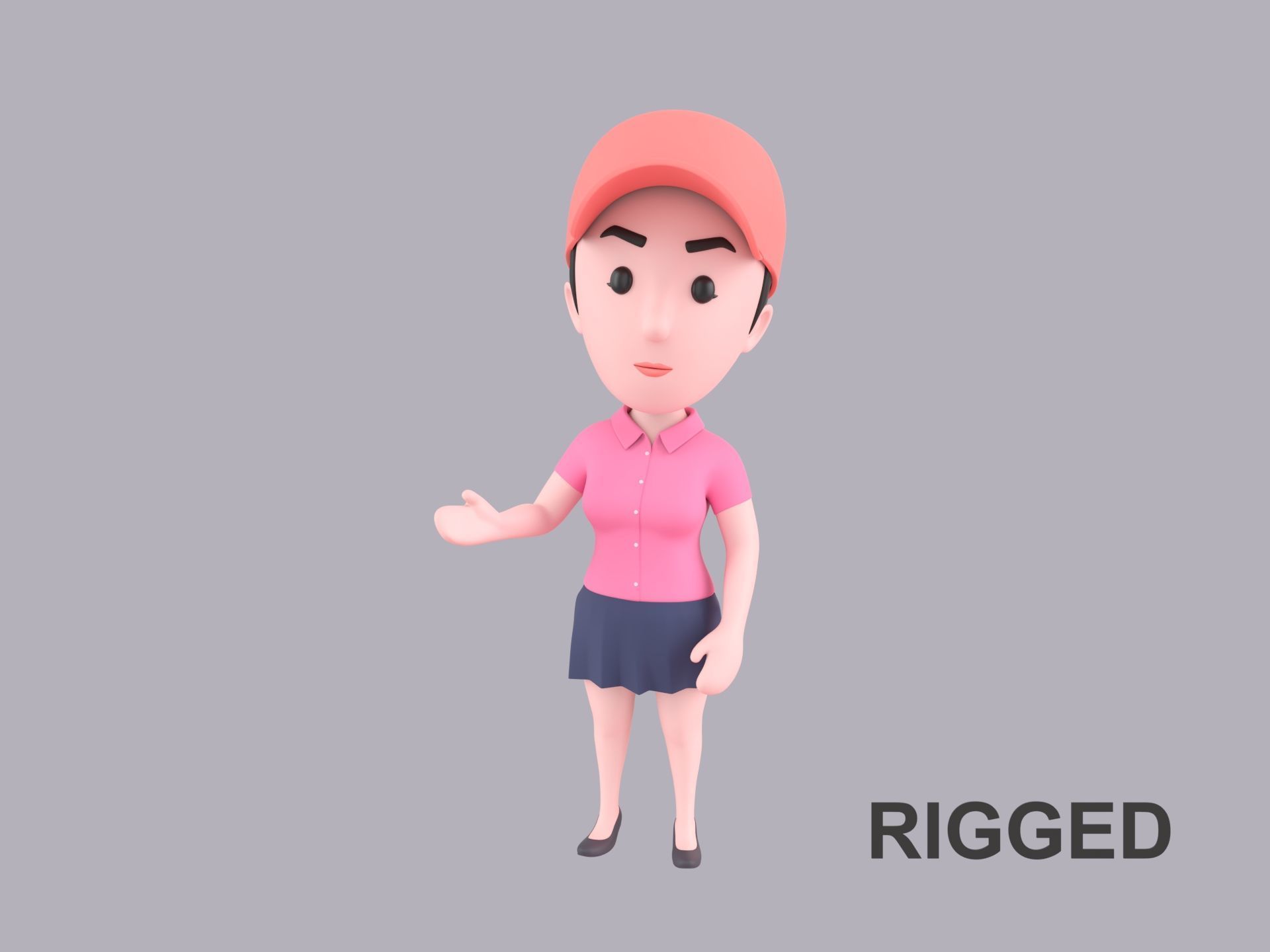 Cartoon Female Character Rigged 067 3D model