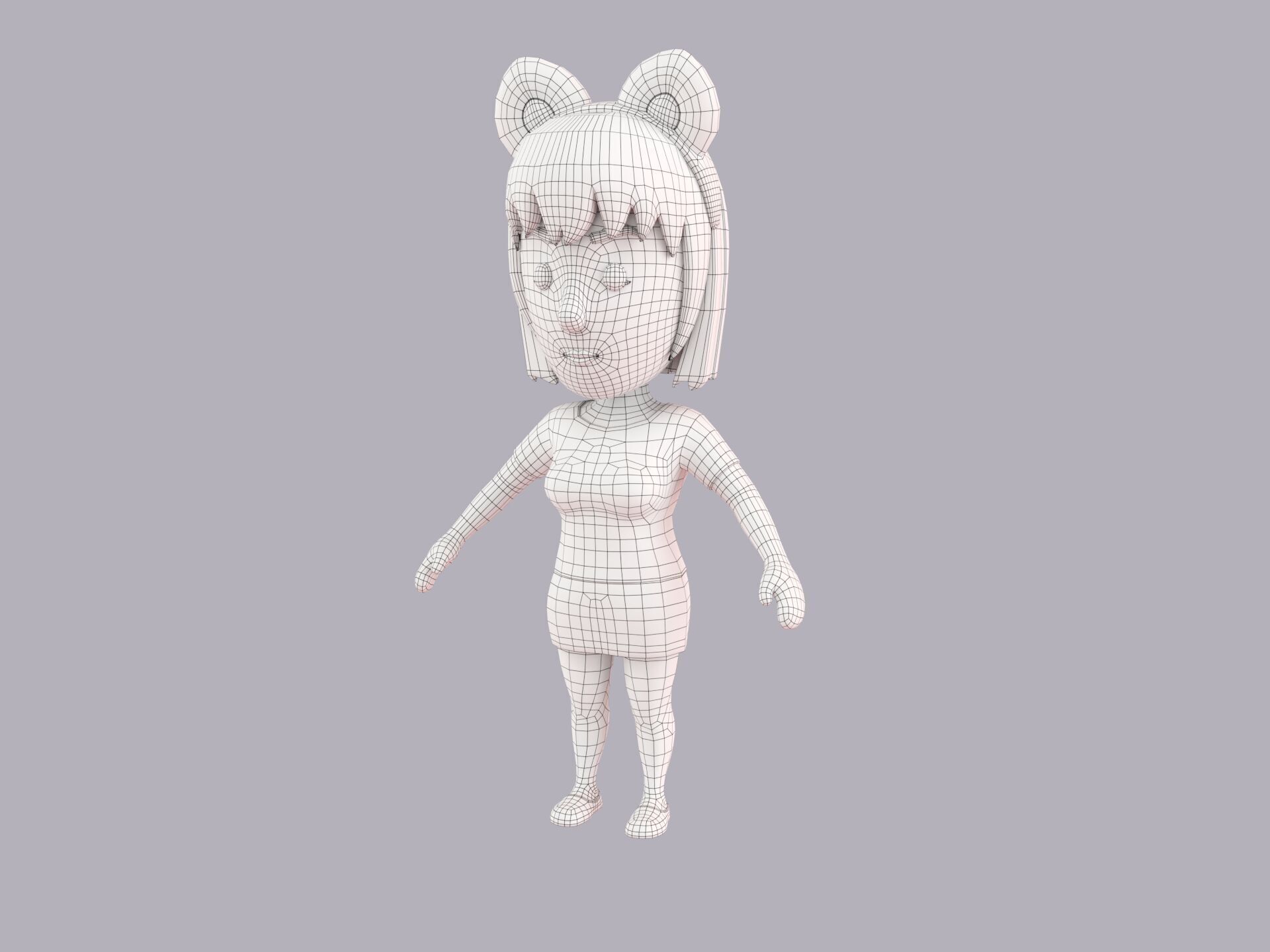 Cartoon Female Character Rigged 059 3D model_8