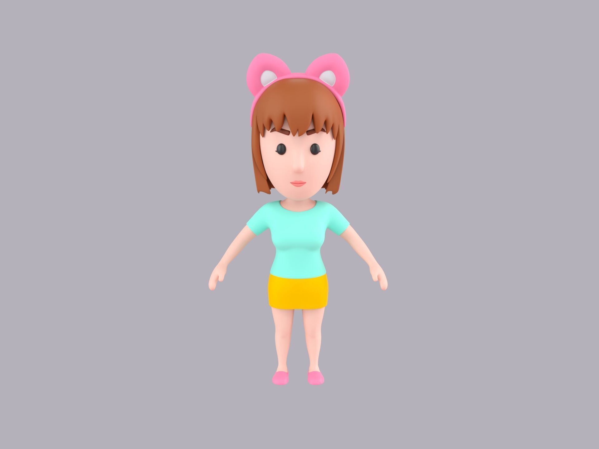 Cartoon Female Character Rigged 059 3D model_2