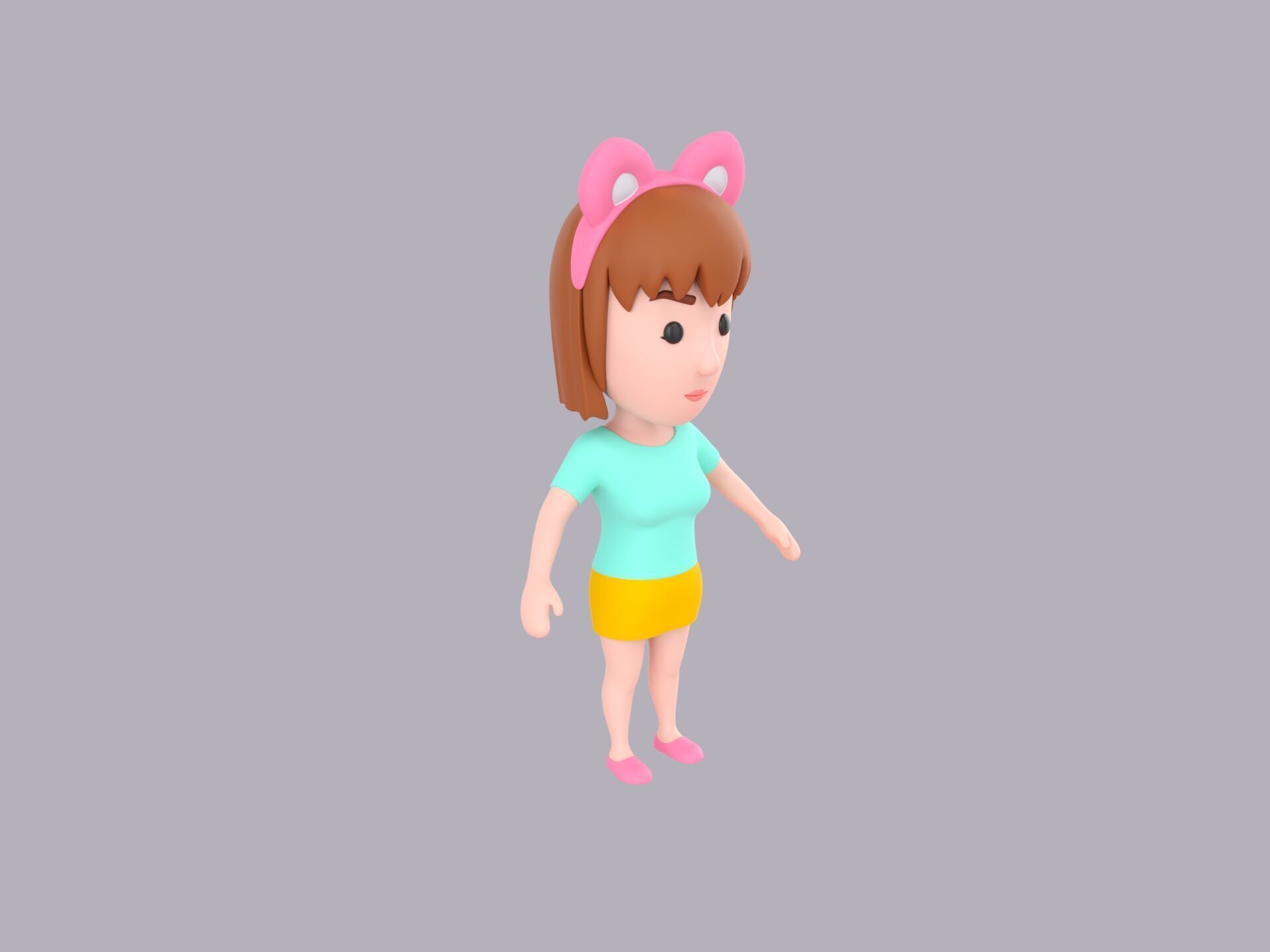 Cartoon Female Character Rigged 059 3D model_3