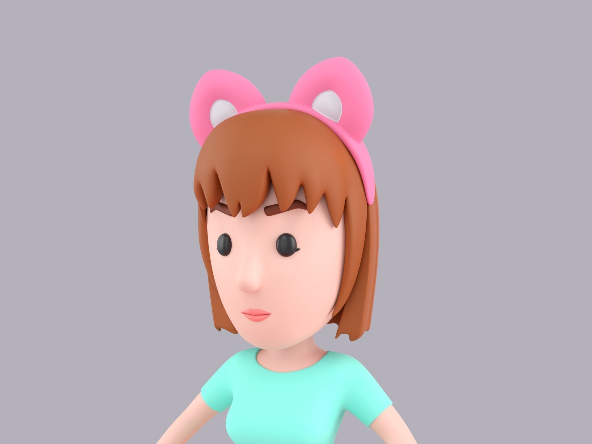 Cartoon Female Character Rigged 059 3D model_5