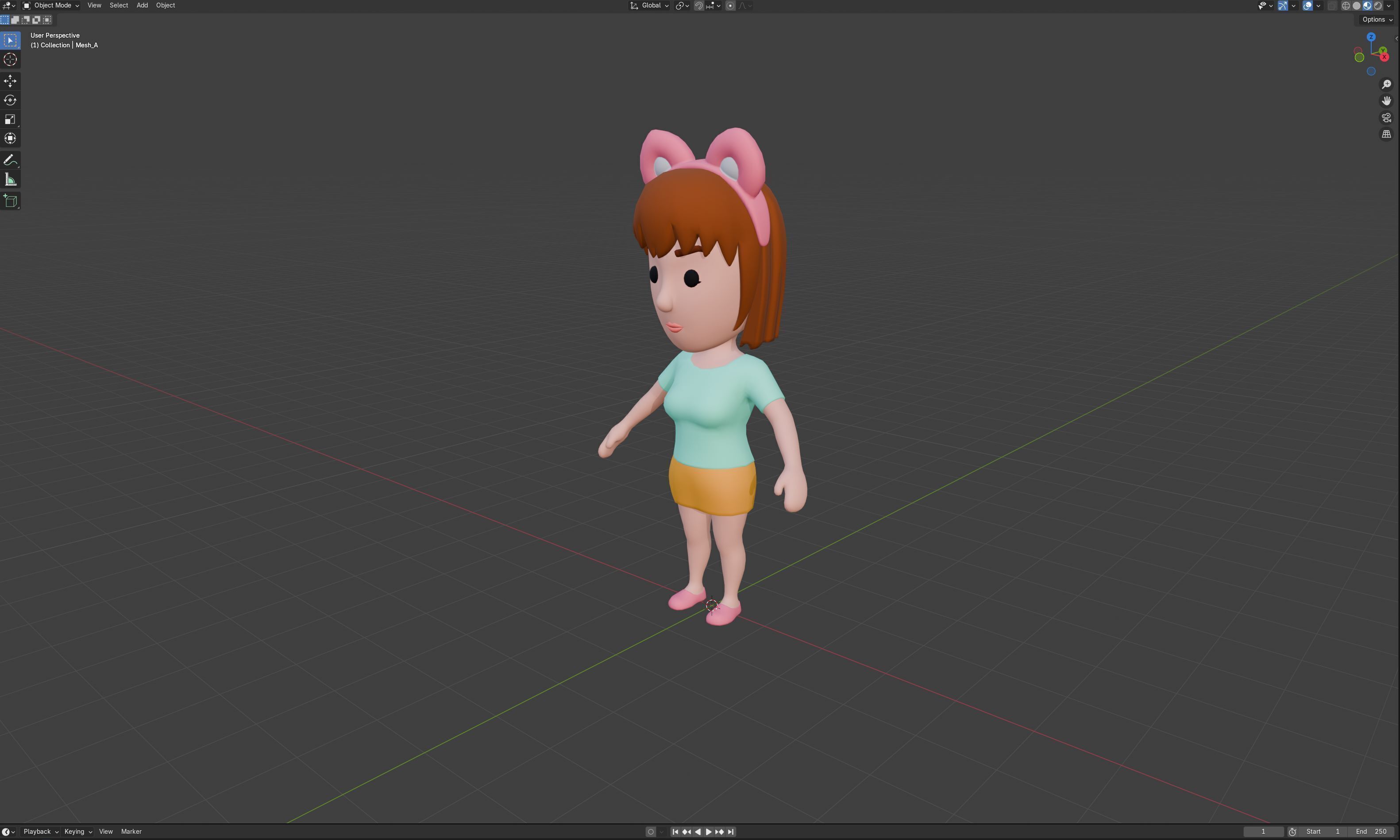 Cartoon Female Character Rigged 059 3D model_12