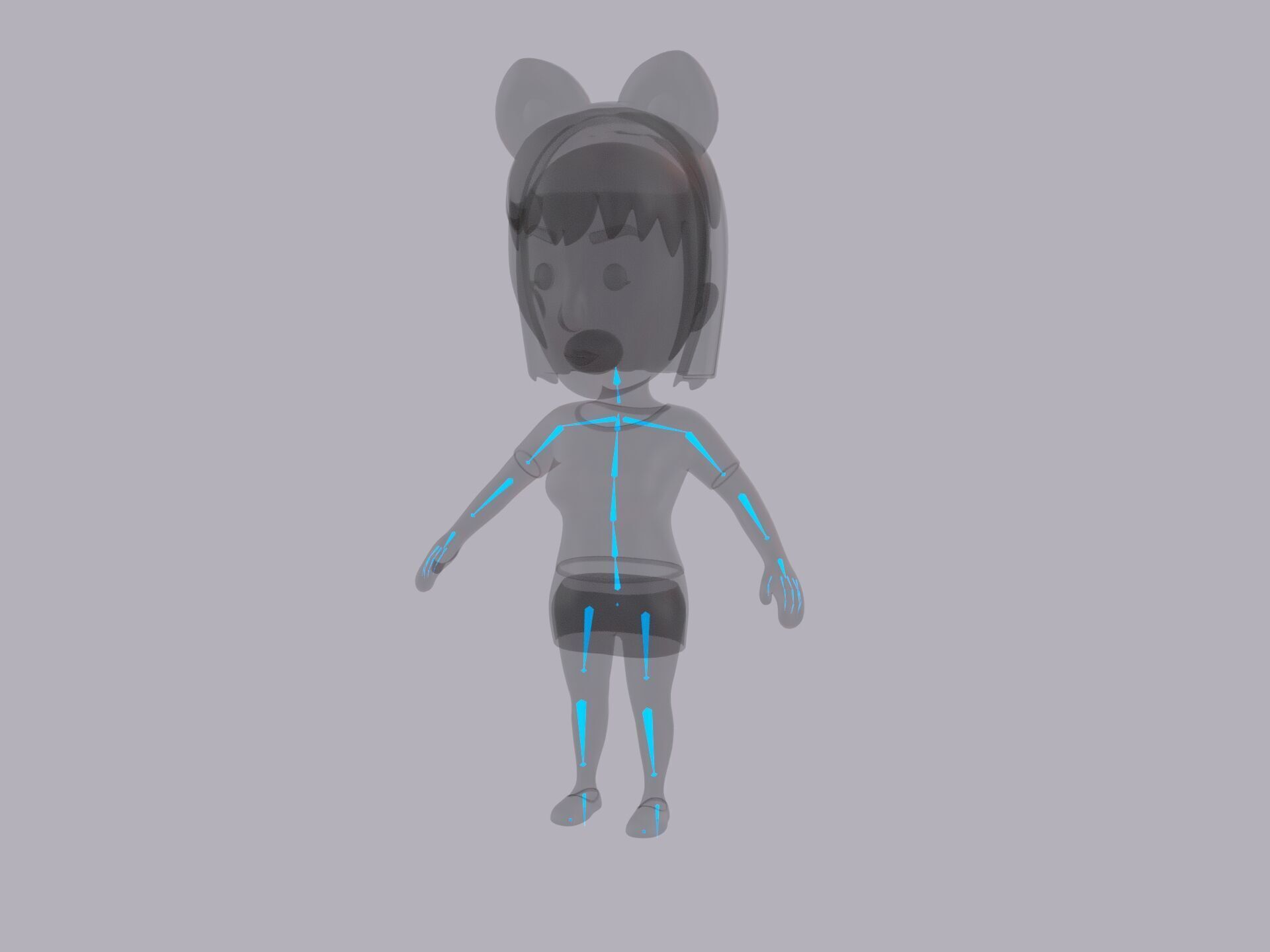 Cartoon Female Character Rigged 059 3D model_10