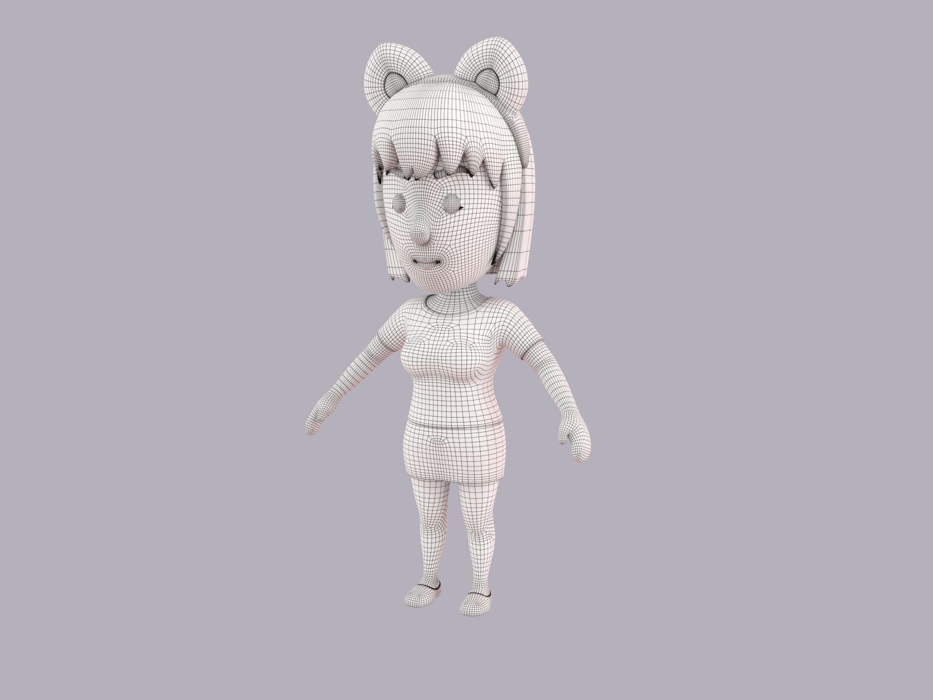 Cartoon Female Character Rigged 059 3D model_9