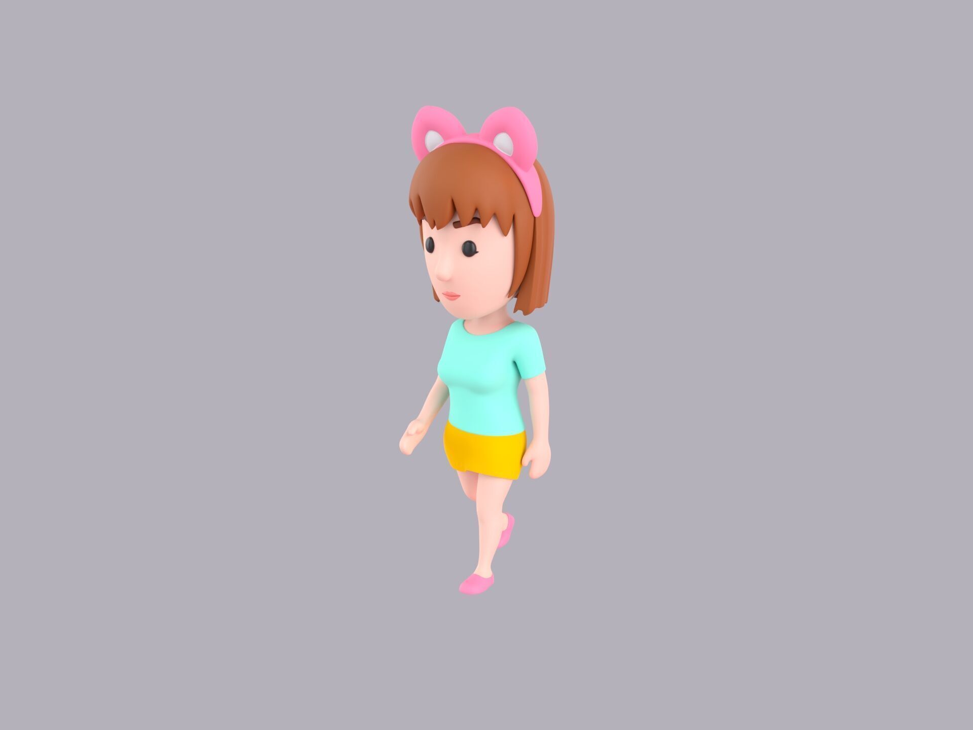 Cartoon Female Character Rigged 059 3D model_1