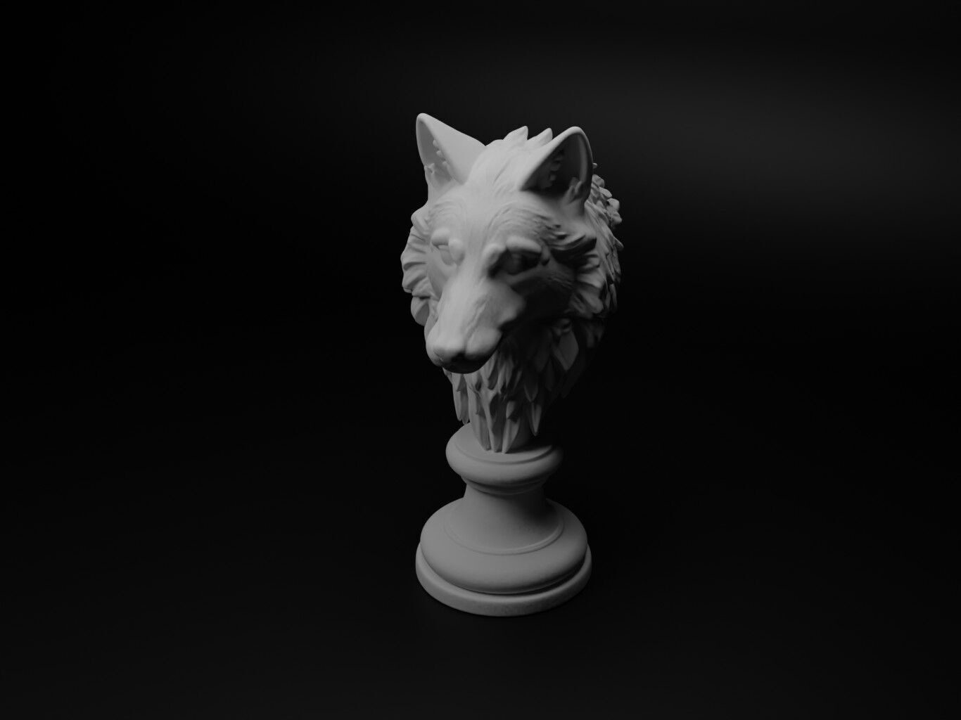 Wolf Animal Bust Chess 3D print model_1