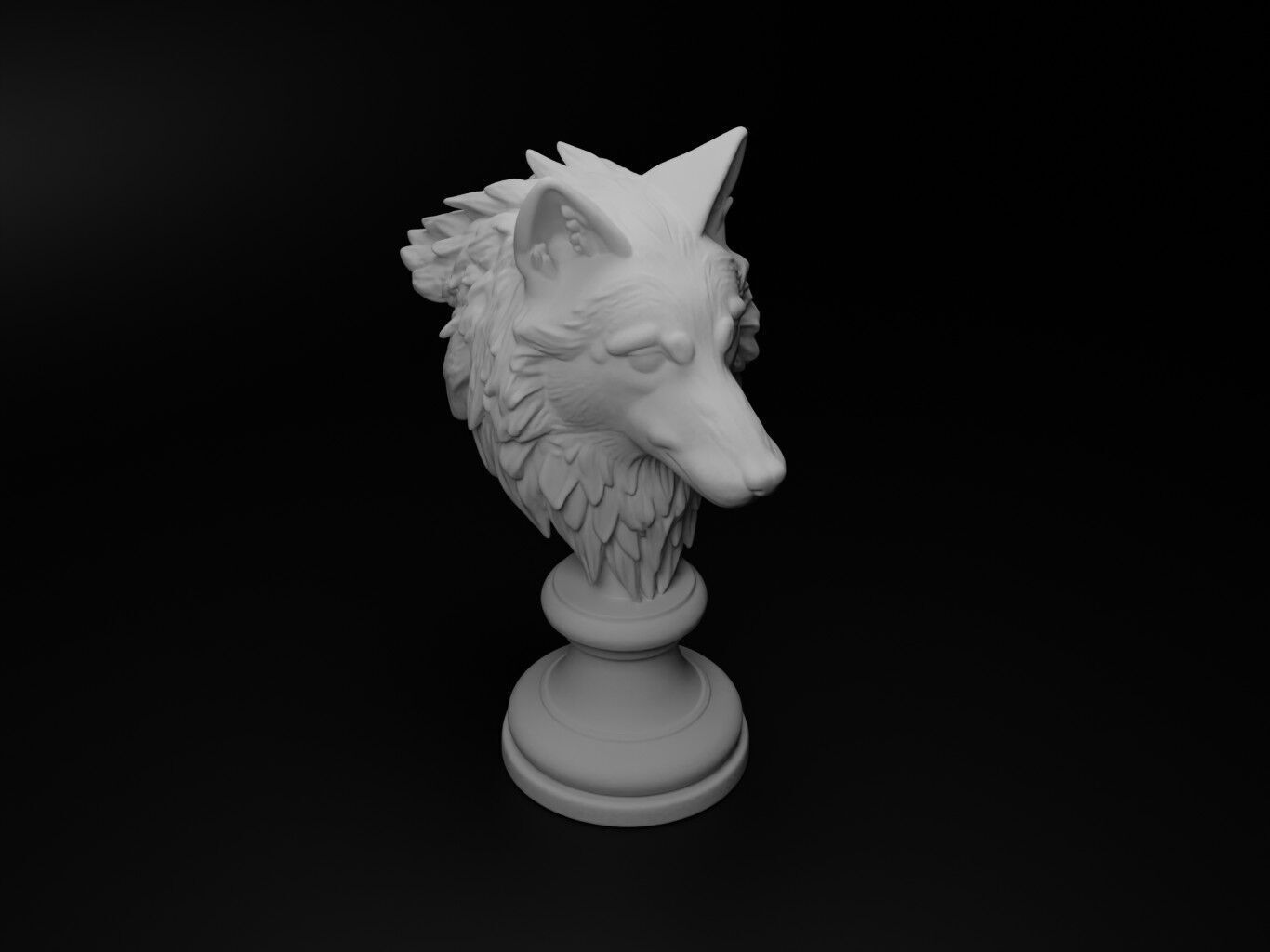 Wolf Animal Bust Chess 3D print model_2