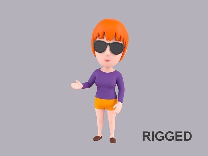 Cartoon Female Character Rigged 052