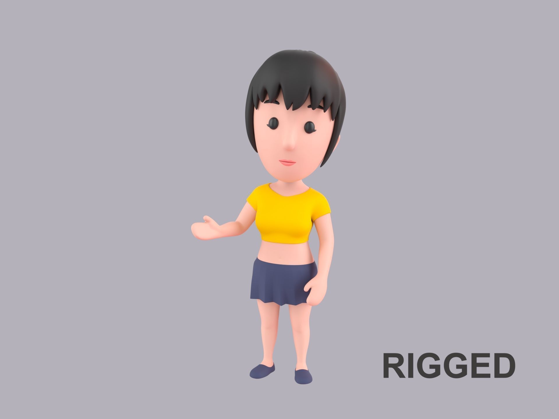 Cartoon Female Character Rigged 049 3D model