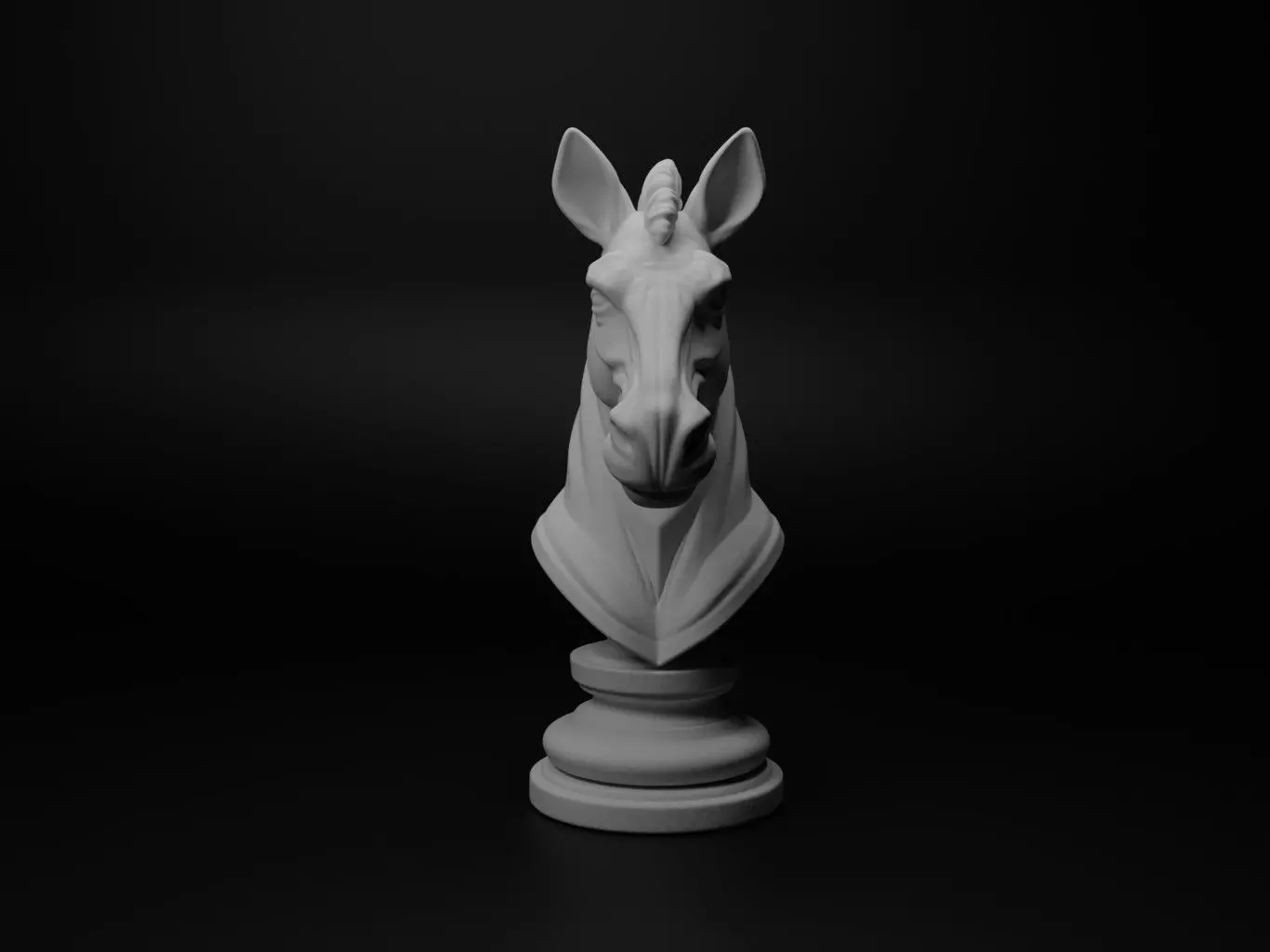 Zebra Animal Bust Chess 3D print model_0