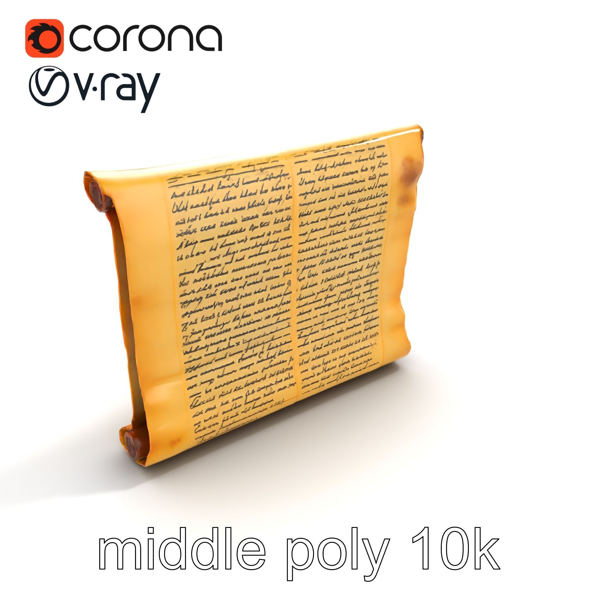 Ancient Manuscript Scroll Vellum Texture model pack Low-poly 3D model_8