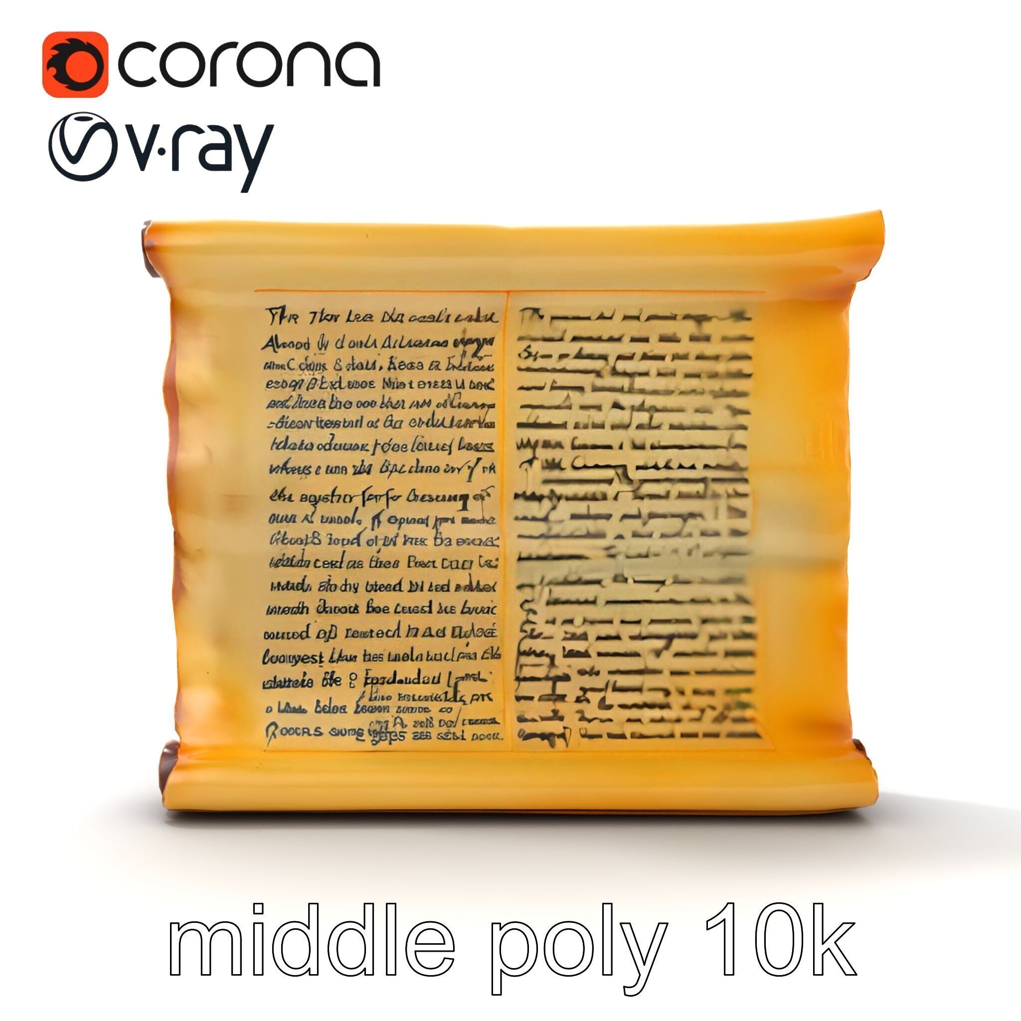Ancient Manuscript Scroll Vellum Texture model pack Low-poly 3D model_28
