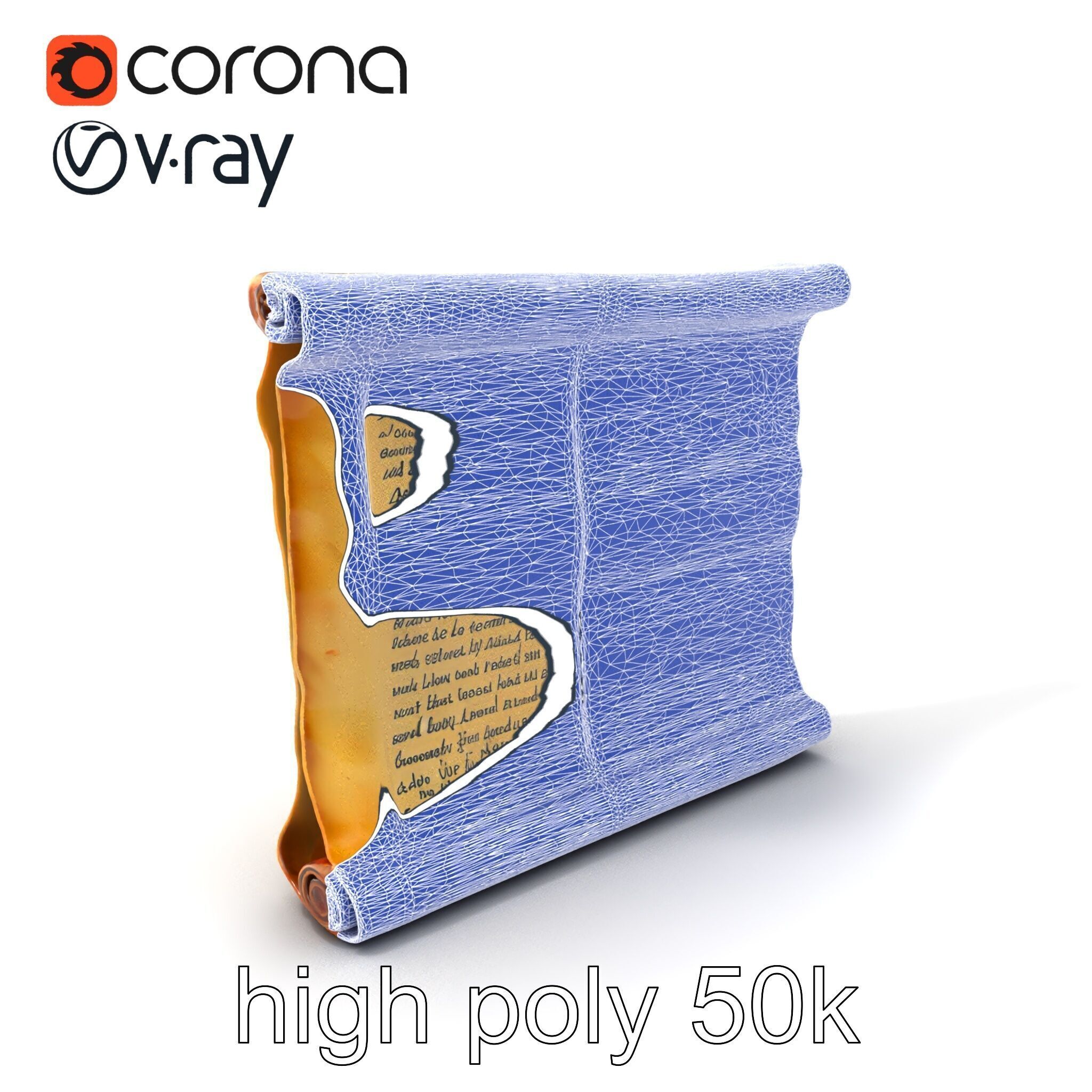 Ancient Manuscript Scroll Vellum Texture model pack Low-poly 3D model_10