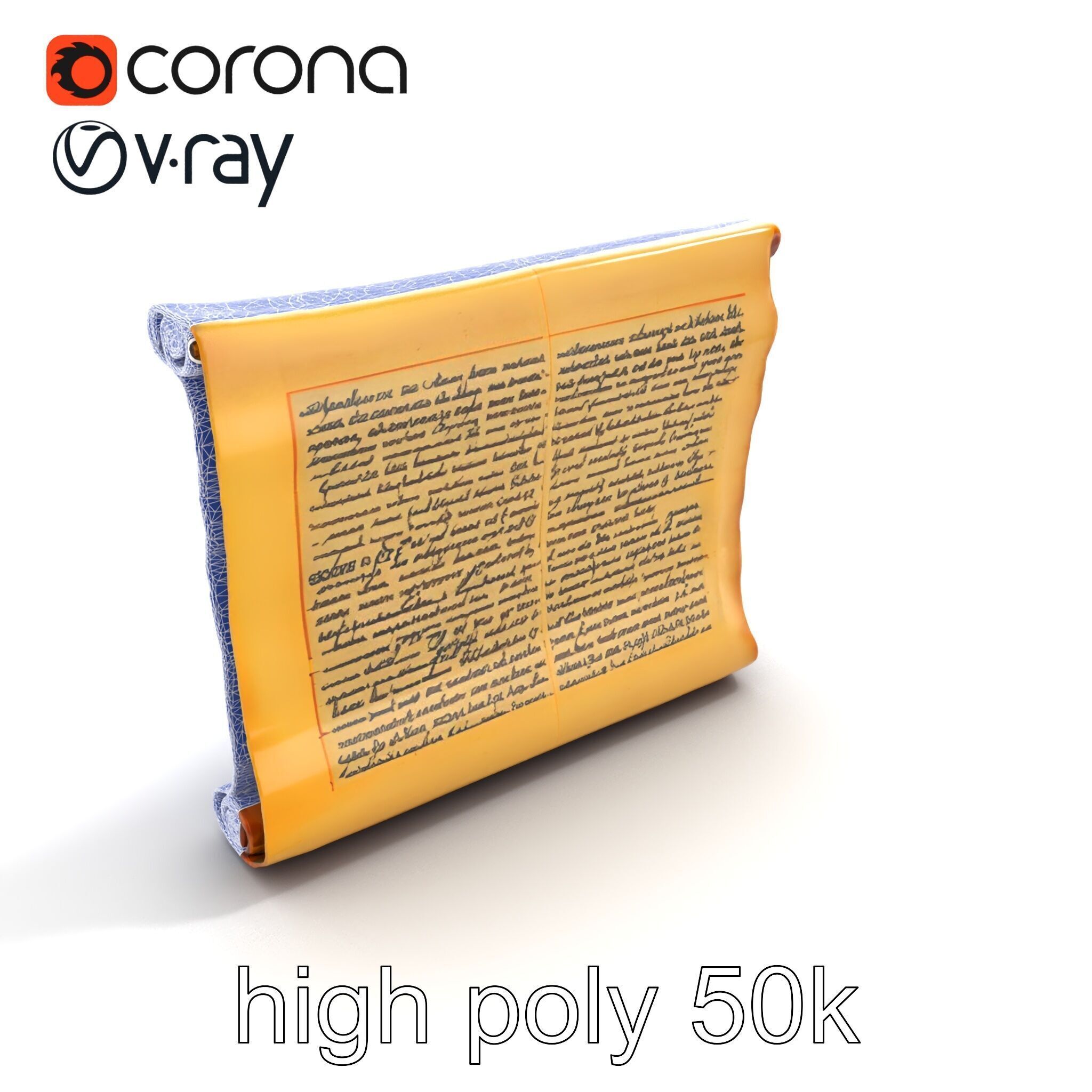 Ancient Manuscript Scroll Vellum Texture model pack Low-poly 3D model_16