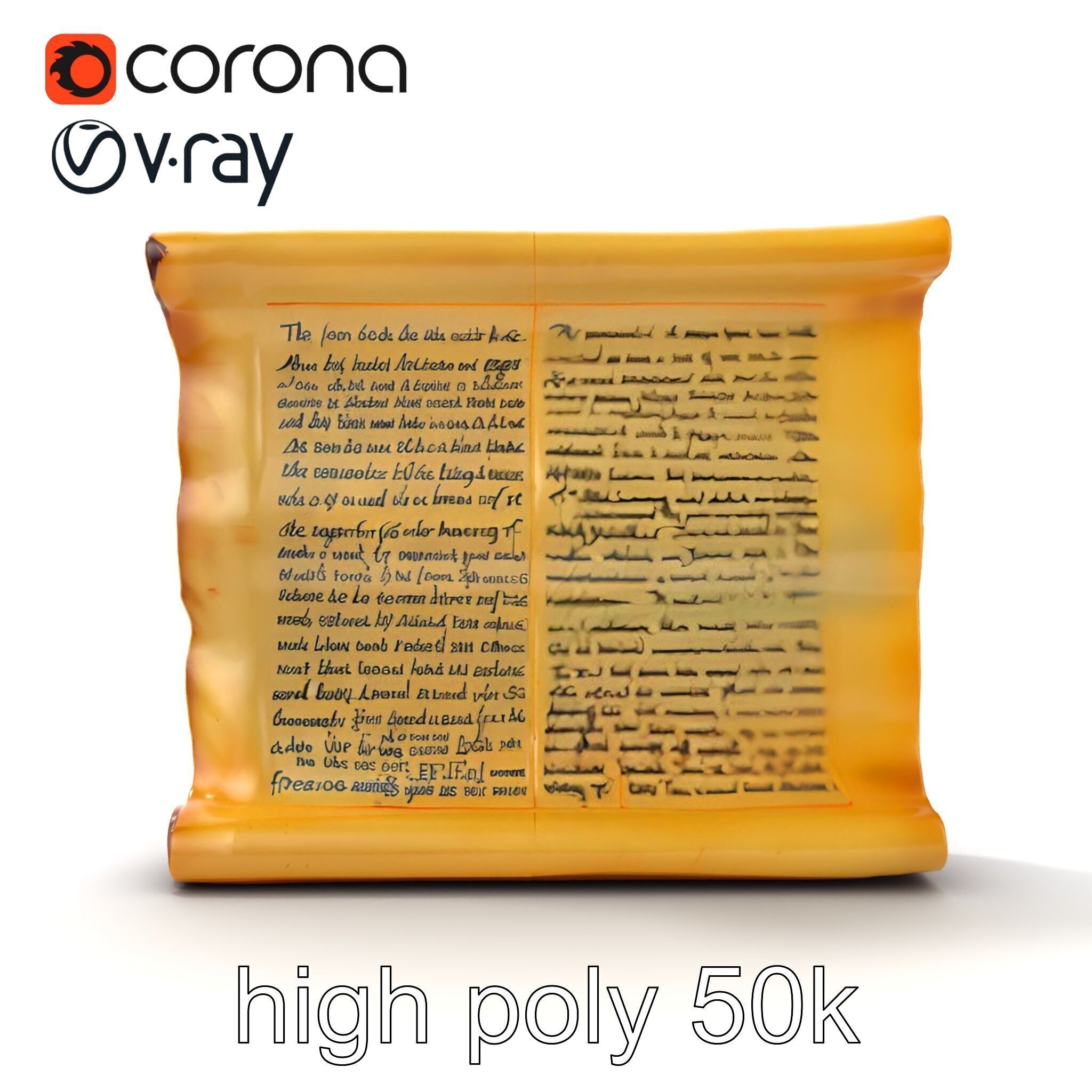 Ancient Manuscript Scroll Vellum Texture model pack Low-poly 3D model_18