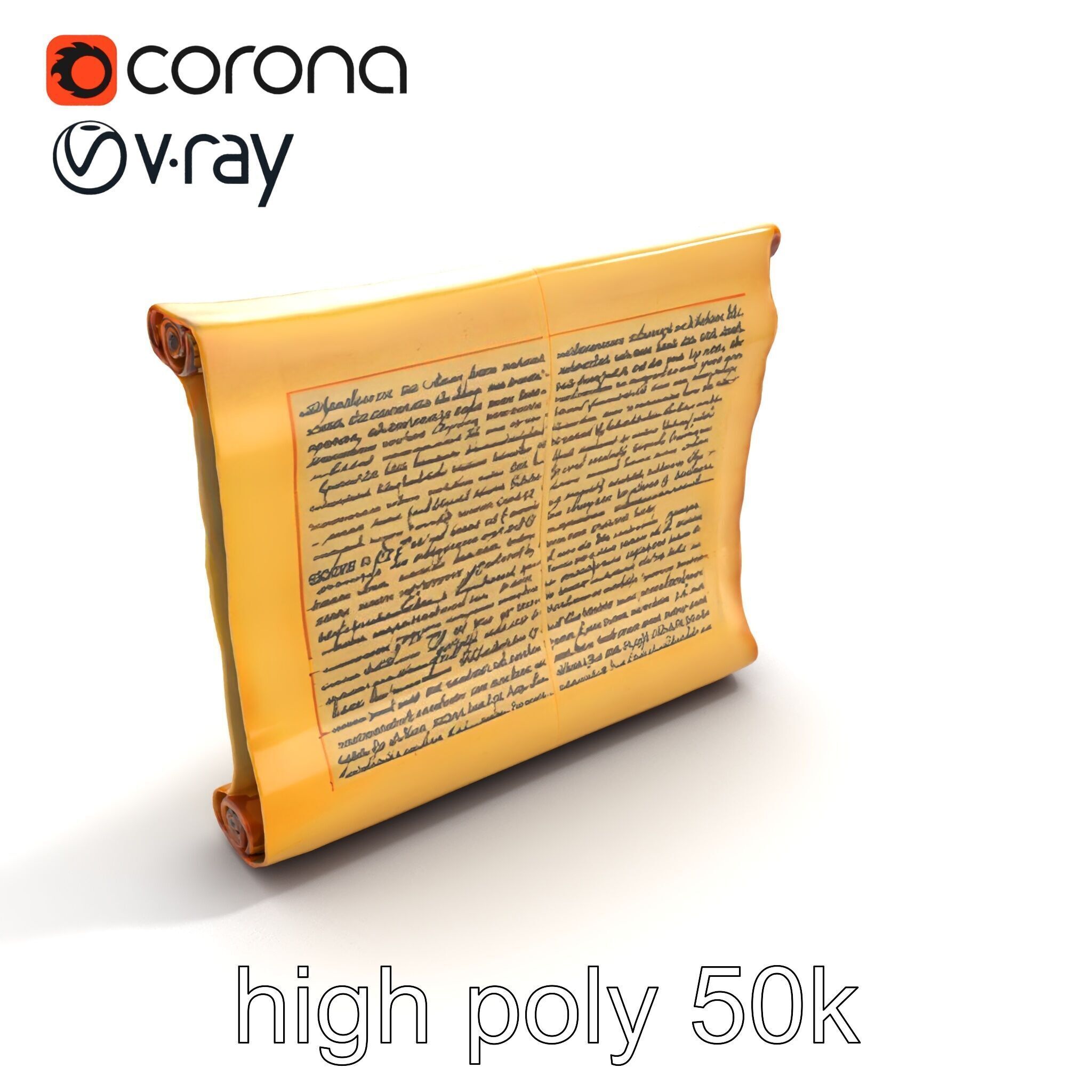 Ancient Manuscript Scroll Vellum Texture model pack Low-poly 3D model_29