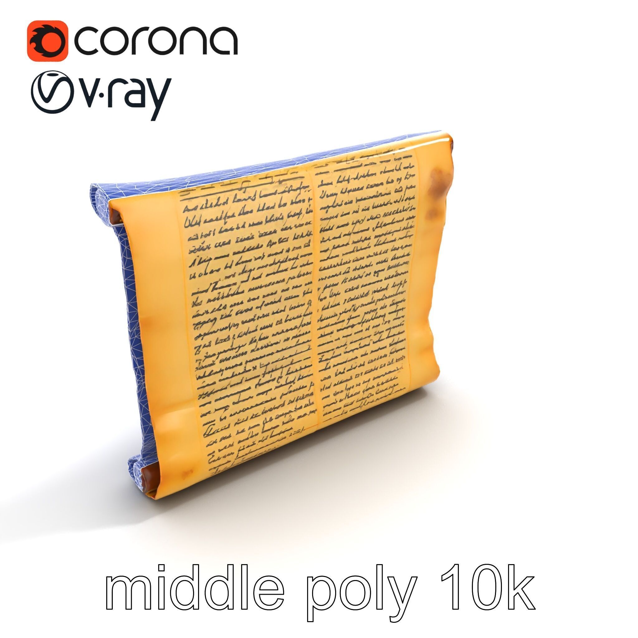 Ancient Manuscript Scroll Vellum Texture model pack Low-poly 3D model_11