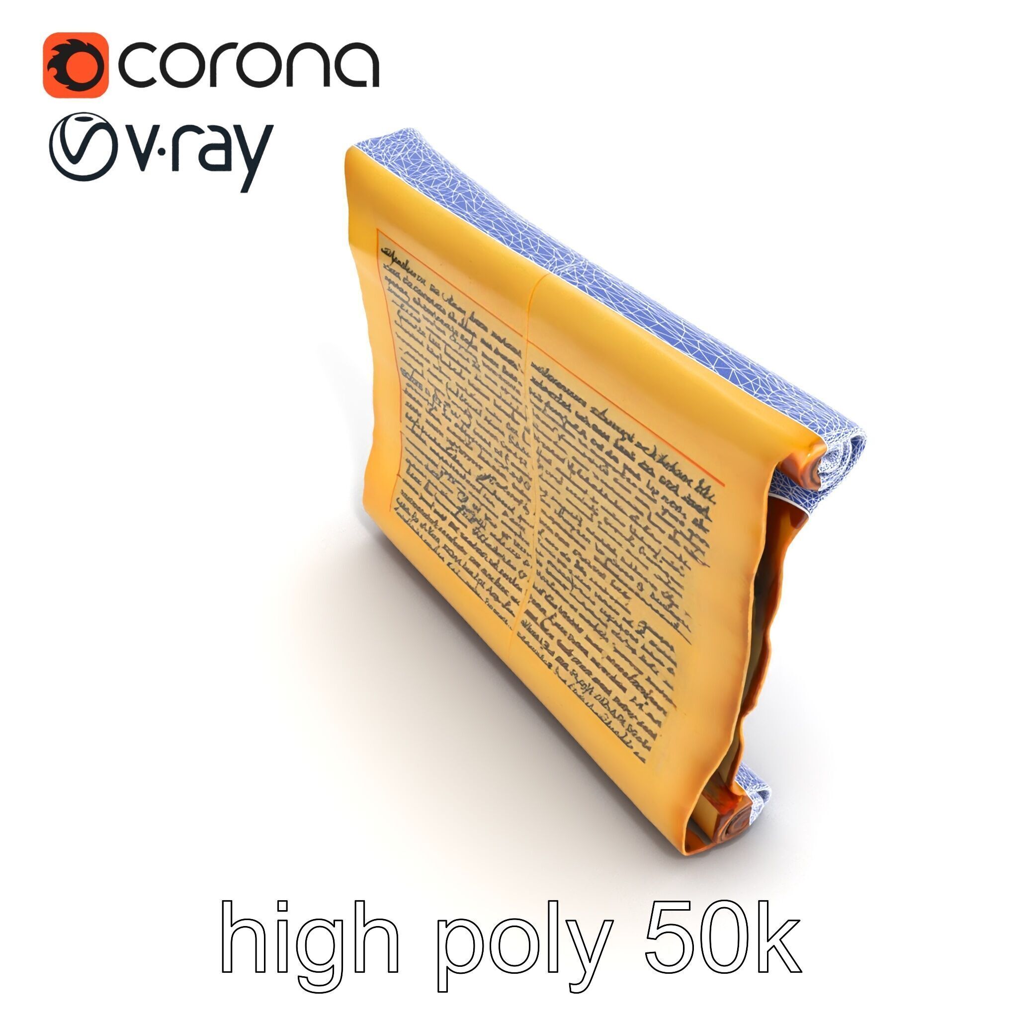 Ancient Manuscript Scroll Vellum Texture model pack Low-poly 3D model_22