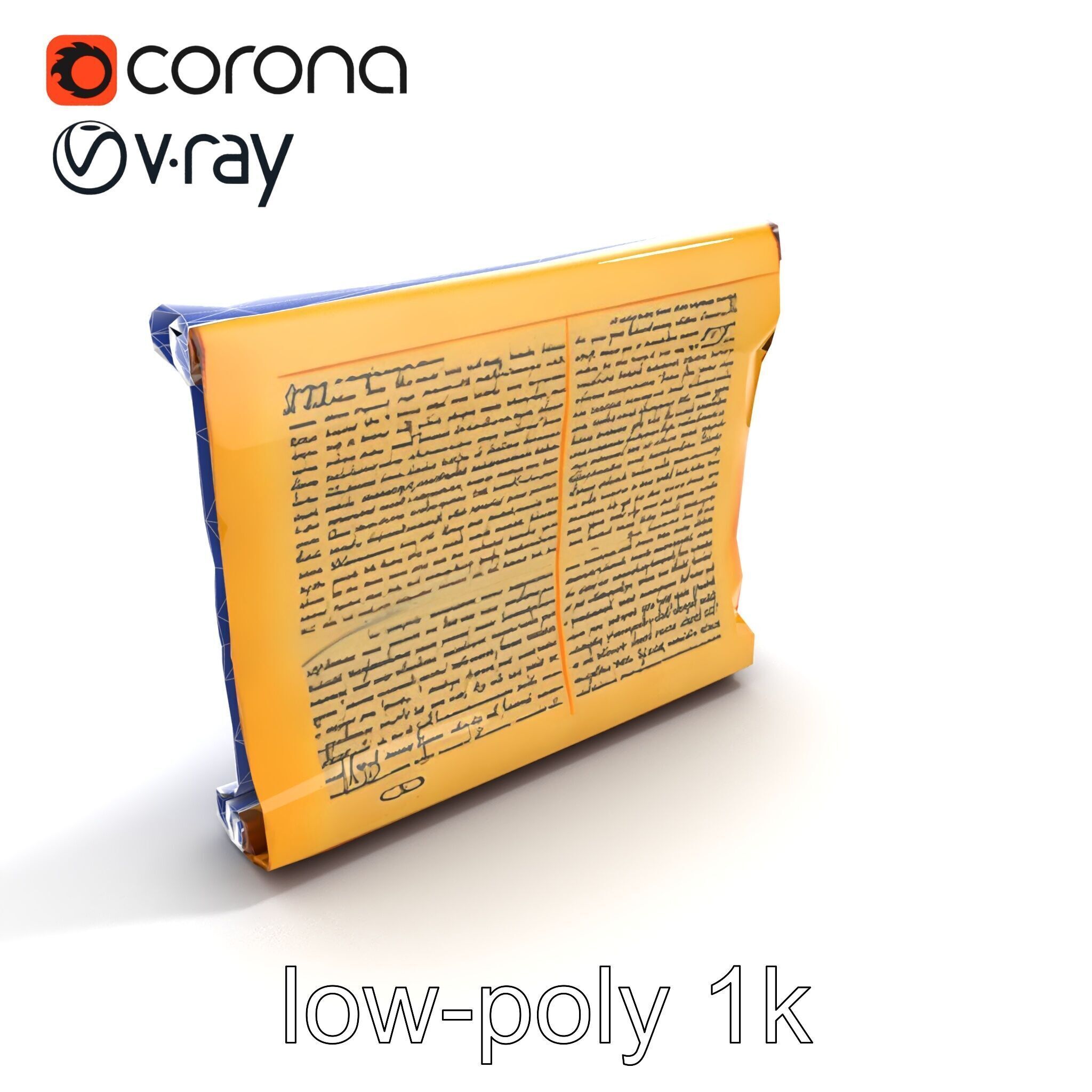 Ancient Manuscript Scroll Vellum Texture model pack Low-poly 3D model_12