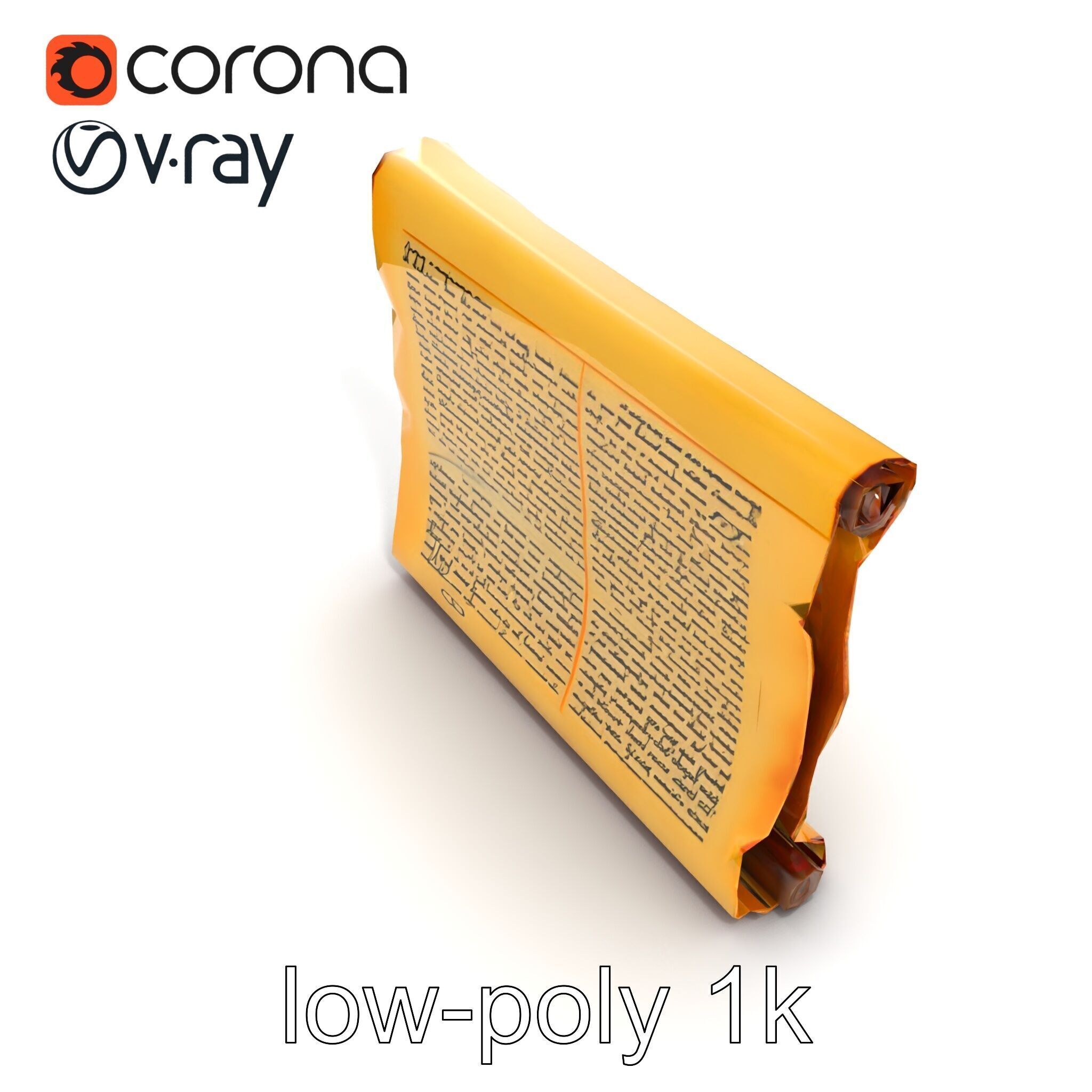 Ancient Manuscript Scroll Vellum Texture model pack Low-poly 3D model_21