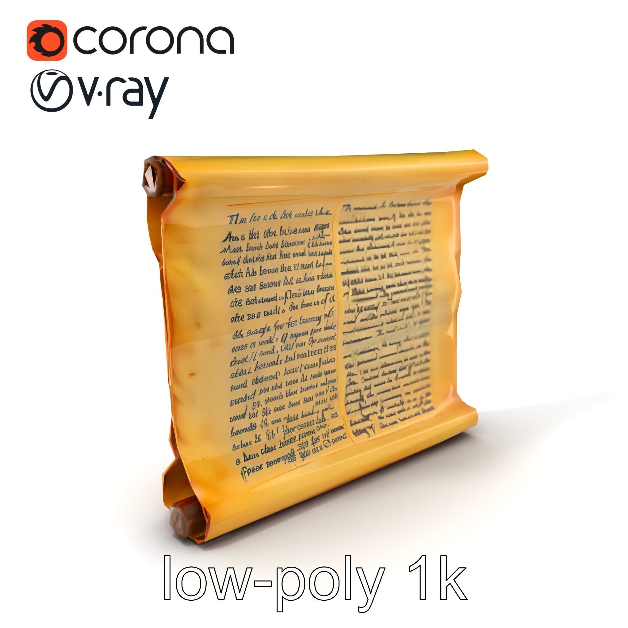 Ancient Manuscript Scroll Vellum Texture model pack Low-poly 3D model_5