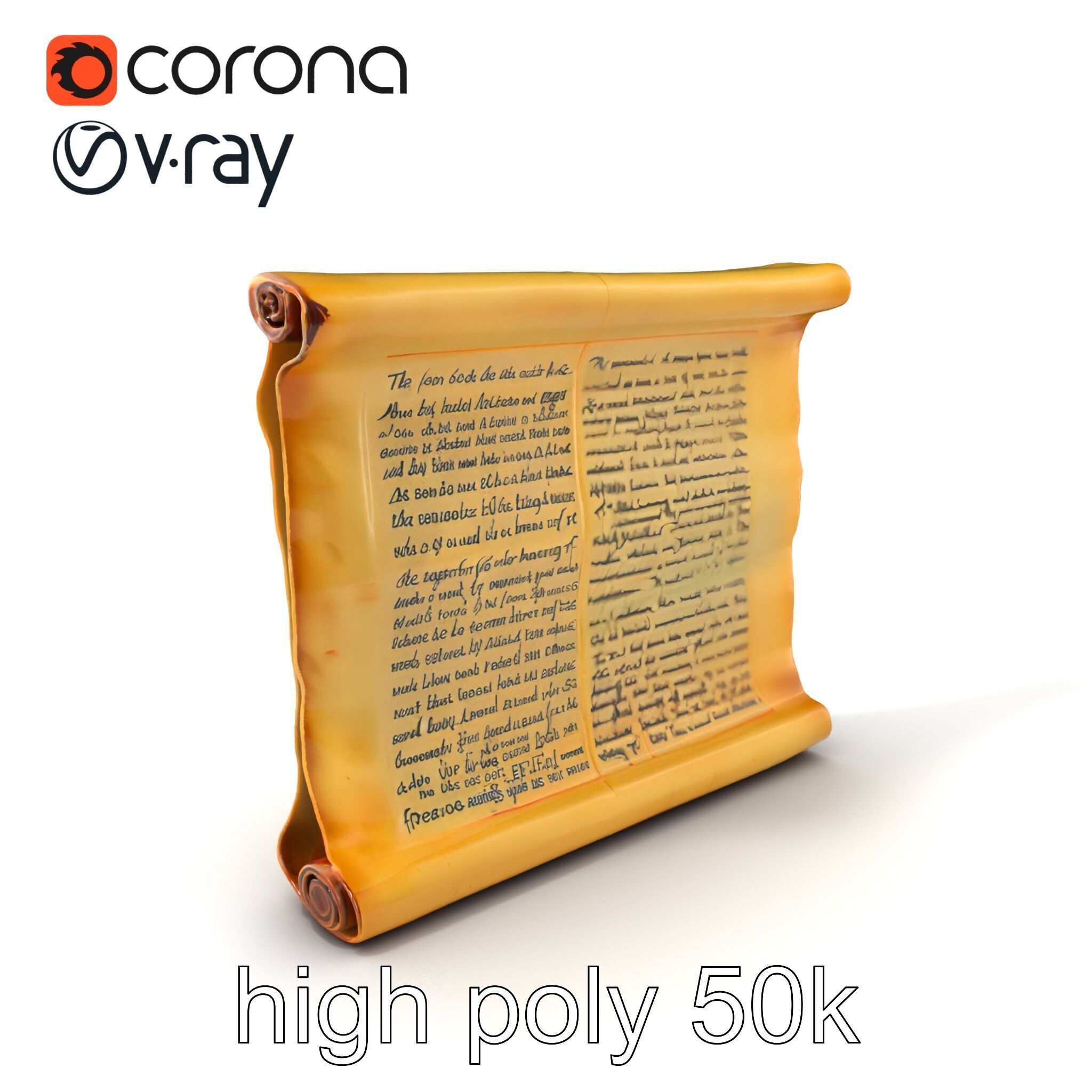 Ancient Manuscript Scroll Vellum Texture model pack Low-poly 3D model_2