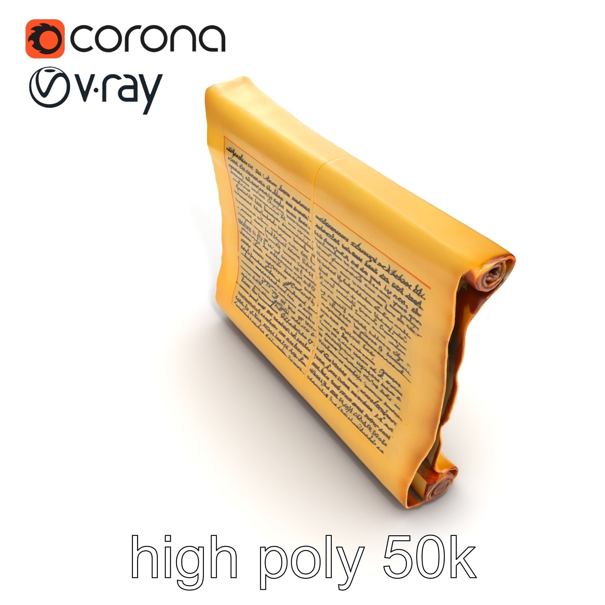 Ancient Manuscript Scroll Vellum Texture model pack Low-poly 3D model_15