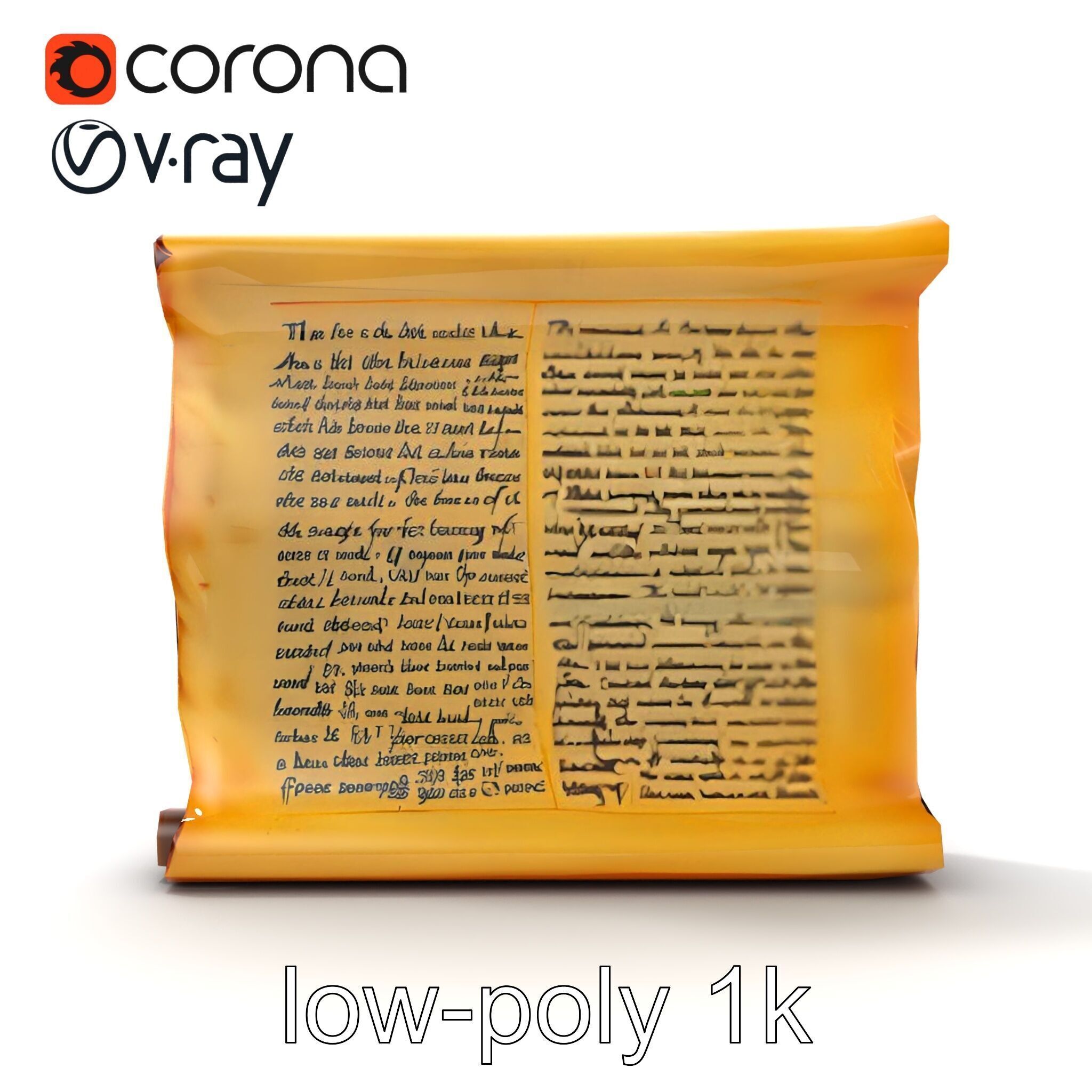 Ancient Manuscript Scroll Vellum Texture model pack Low-poly 3D model_24