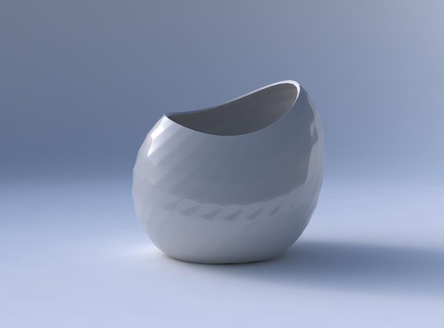 Bowl skewed and twisted with uniform polygons 3D print model_4