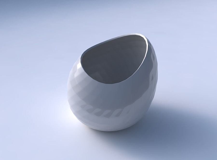 Bowl skewed and twisted with uniform polygons 3D print model_3