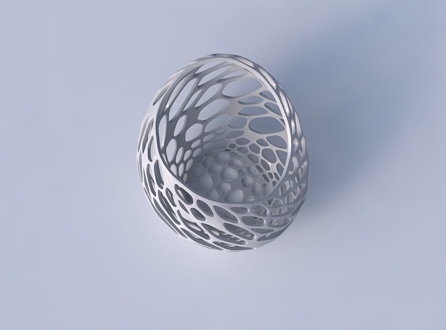 Bowl skewed and twisted with twisted organic lattice 3D print model_2
