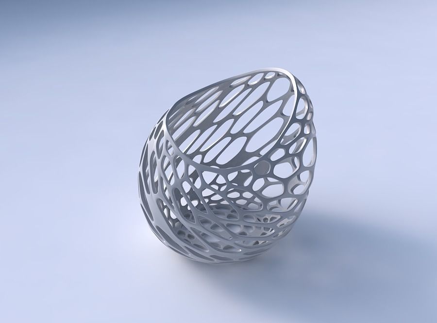 Bowl skewed and twisted with twisted organic lattice 3D print model_3